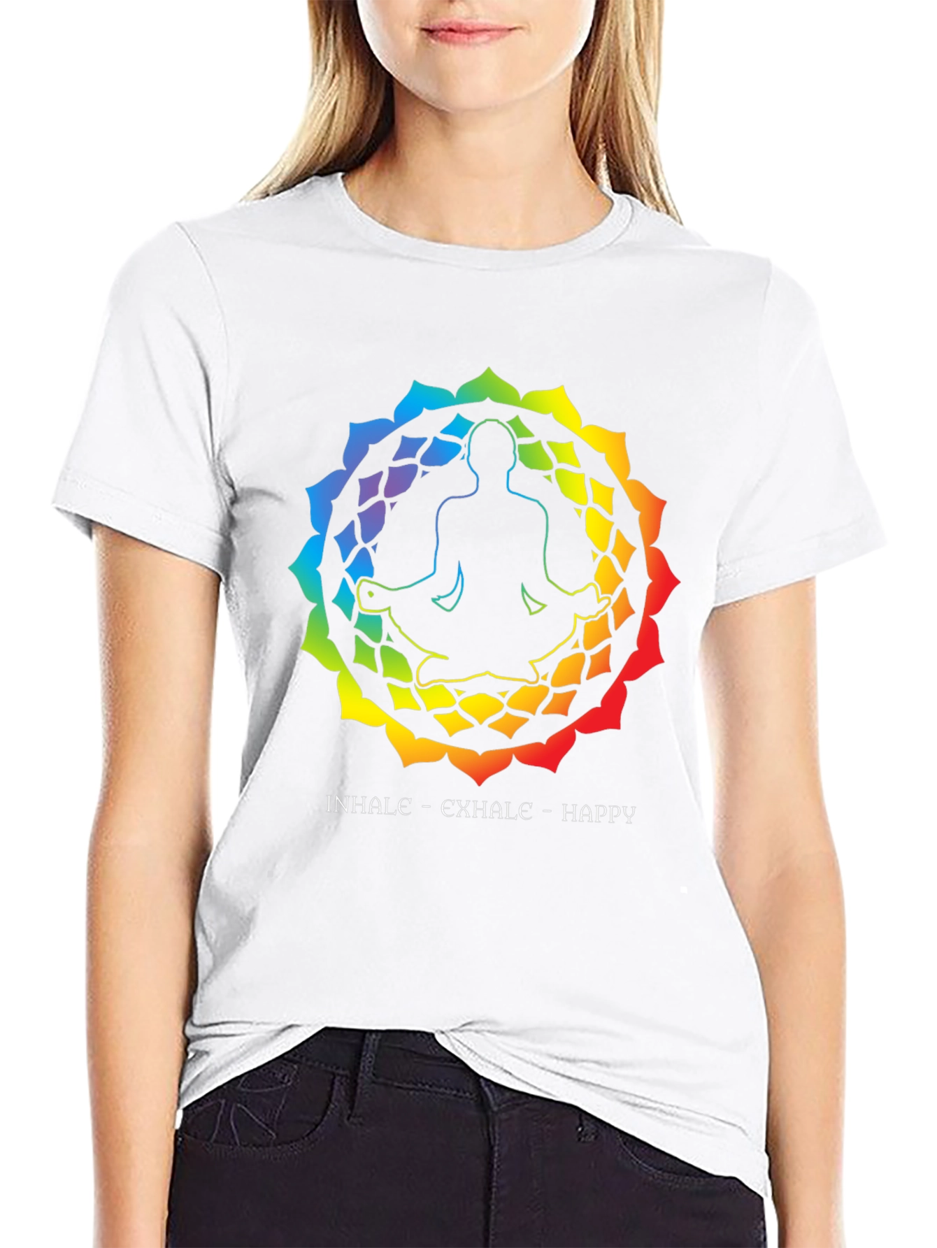 Yoga Meditation Rainbow Mandala Graphic T-Shirt