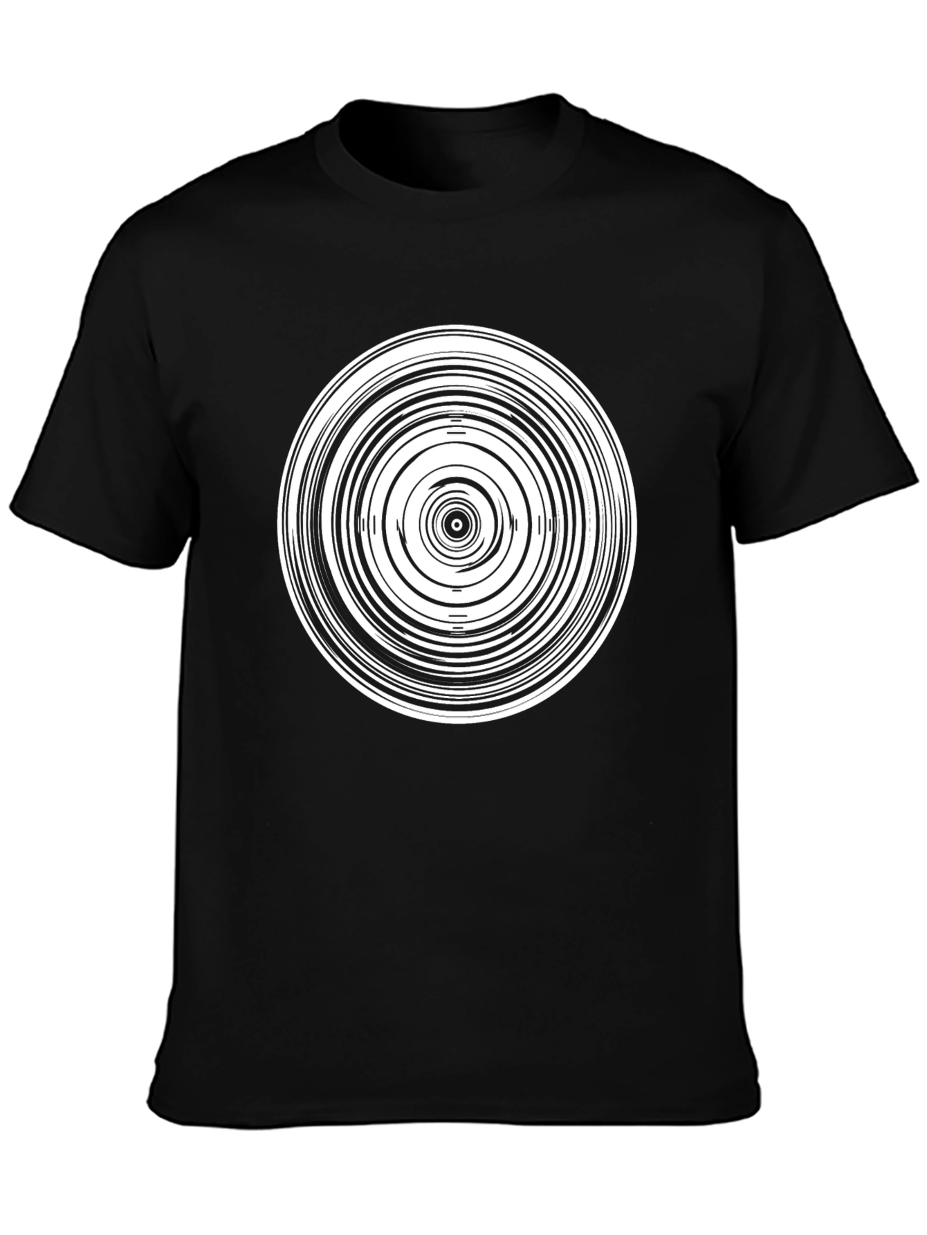 Abstract Circle Graphic Tee - Modern Black T-Shirt