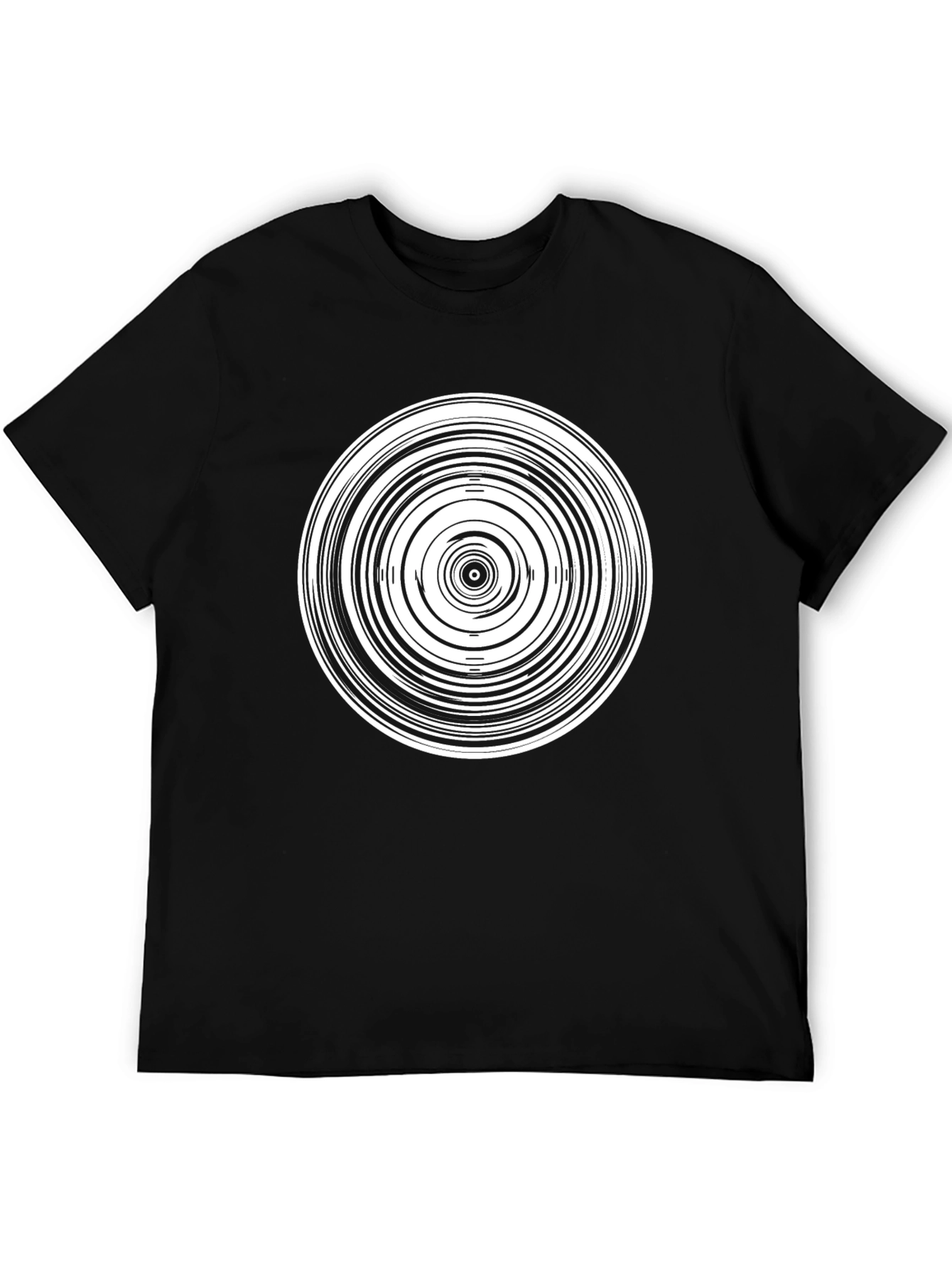 Abstract Circle Graphic Tee - Modern Black T-Shirt