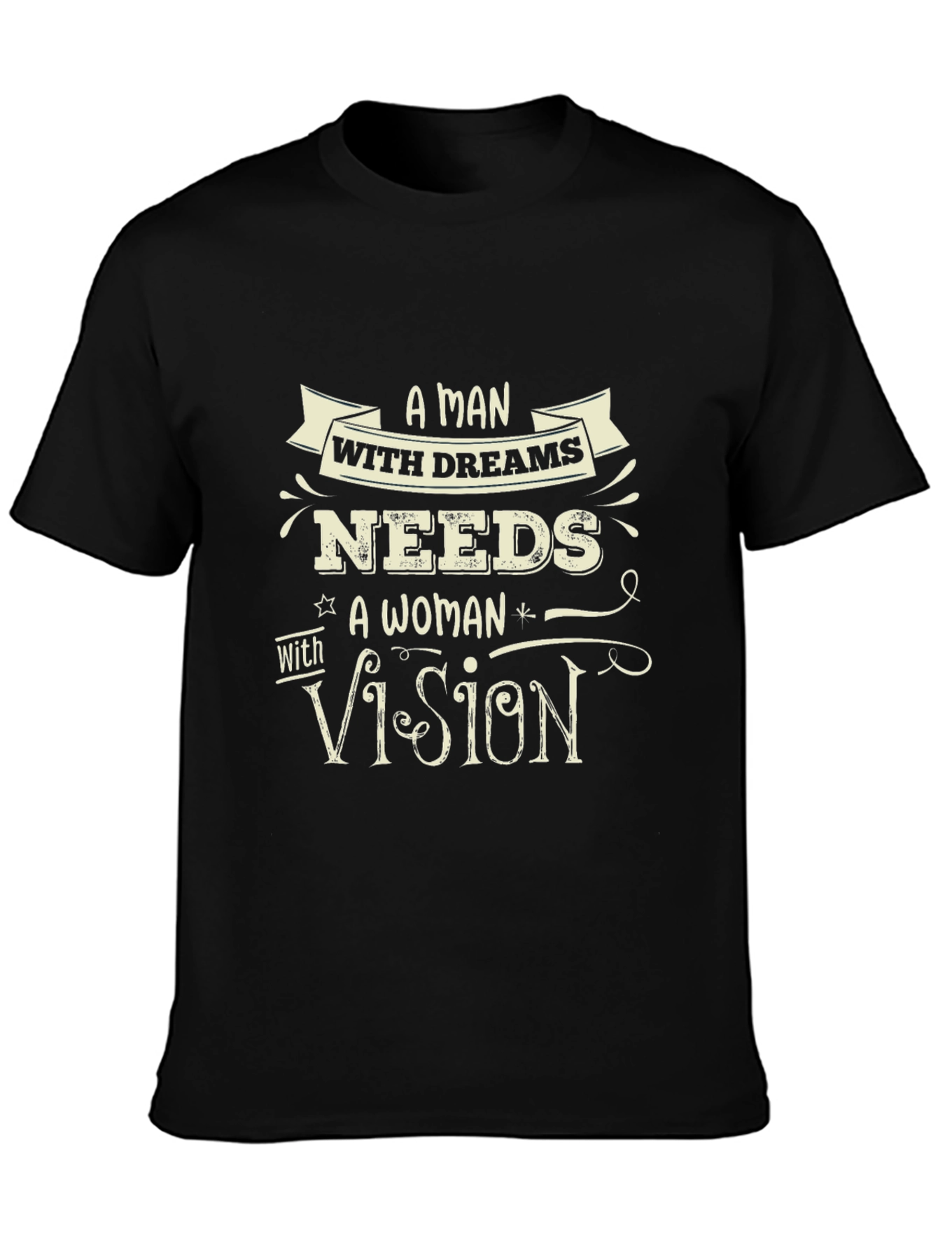 A Man With Dreams Black Graphic Tee