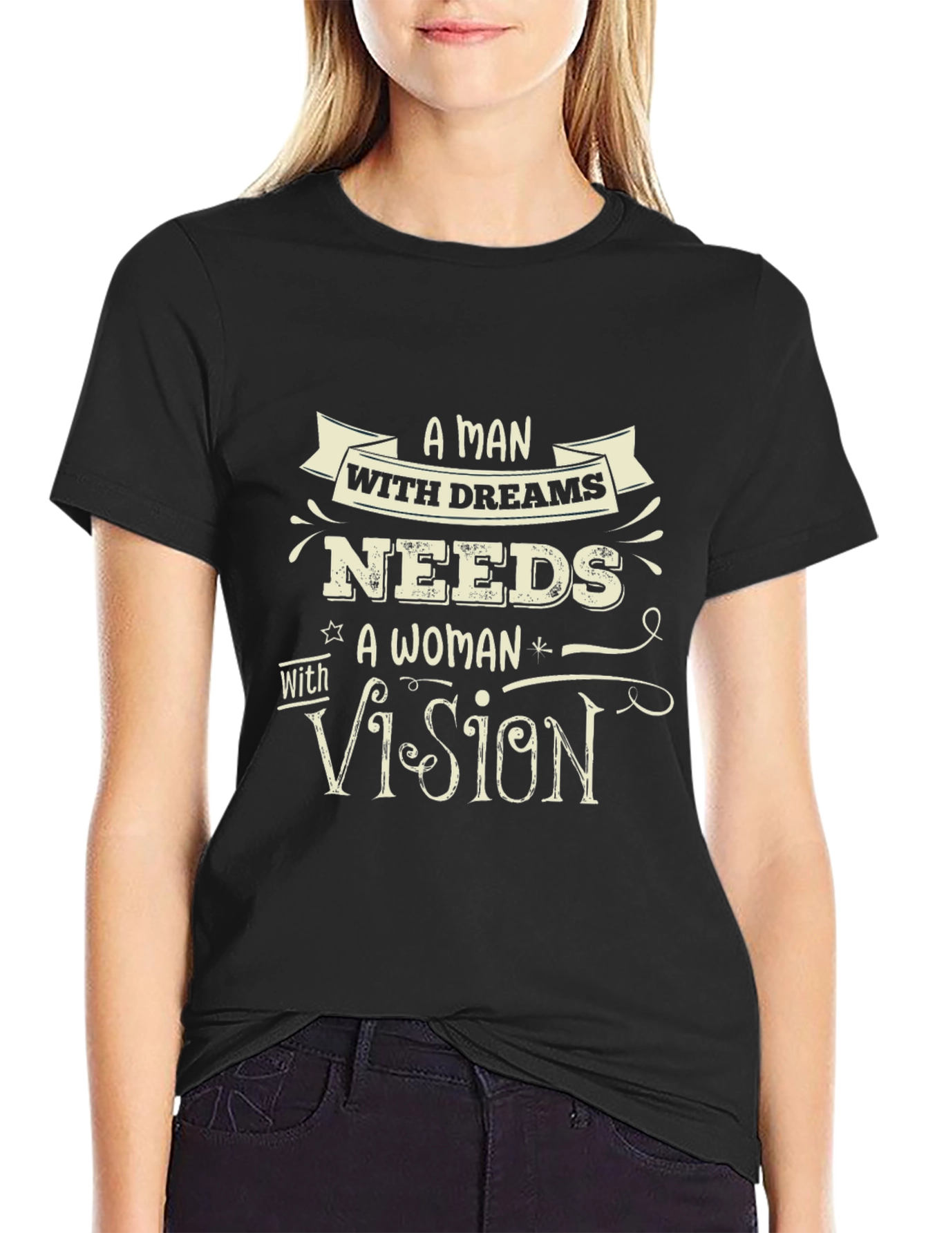 A Man With Dreams Black Graphic Tee