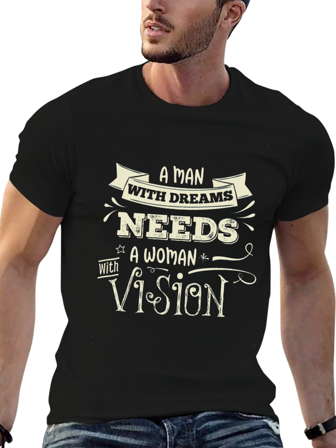 A Man With Dreams Black Graphic Tee