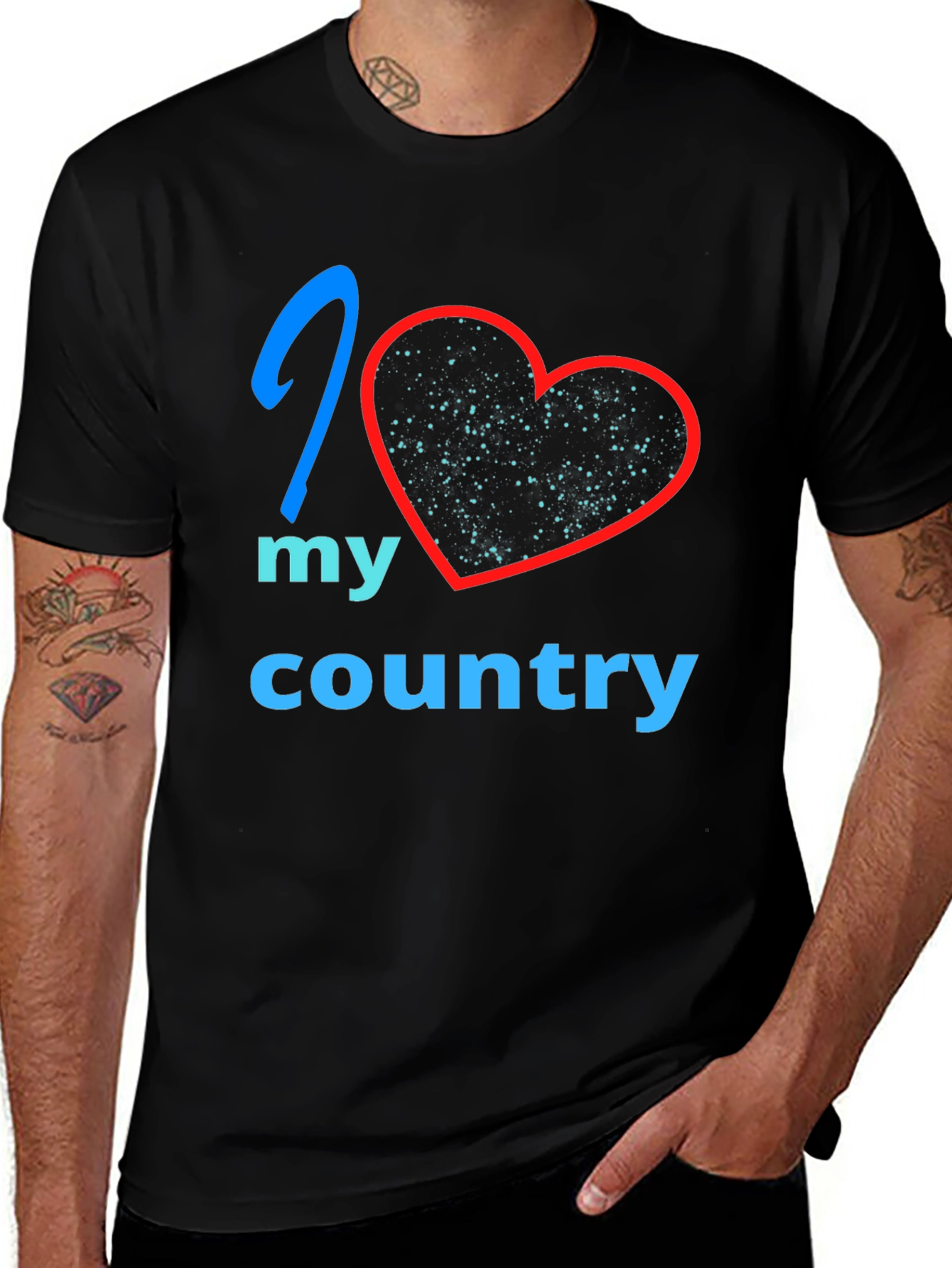 I Love My Country T-Shirt - Patriotic Heart Tee