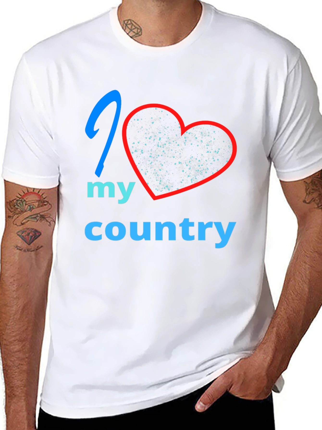 I Love My Country T-Shirt - Patriotic Heart Tee