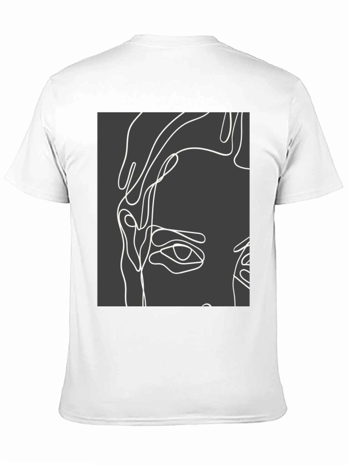 Abstract Face Line Art Black T-Shirt