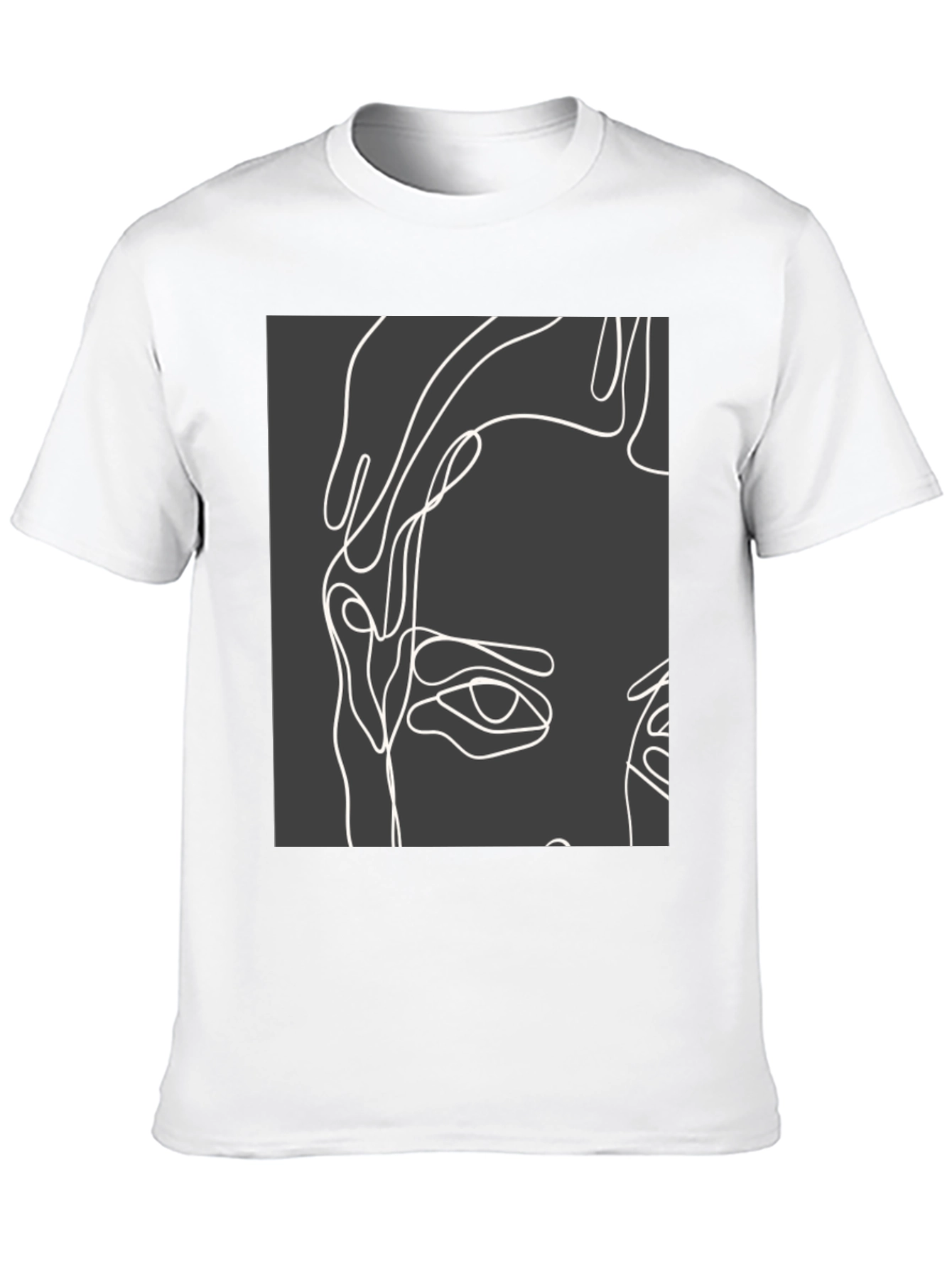 Abstract Face Line Art Black T-Shirt