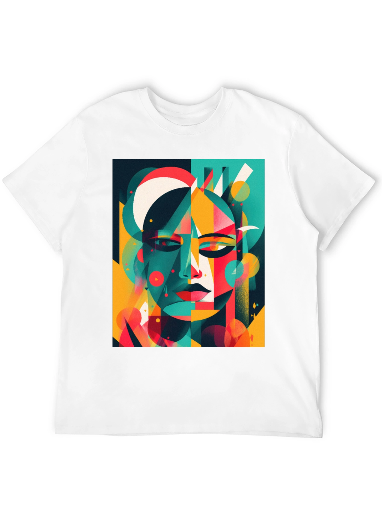 Abstract Geometric Face Graphic Black T-Shirt