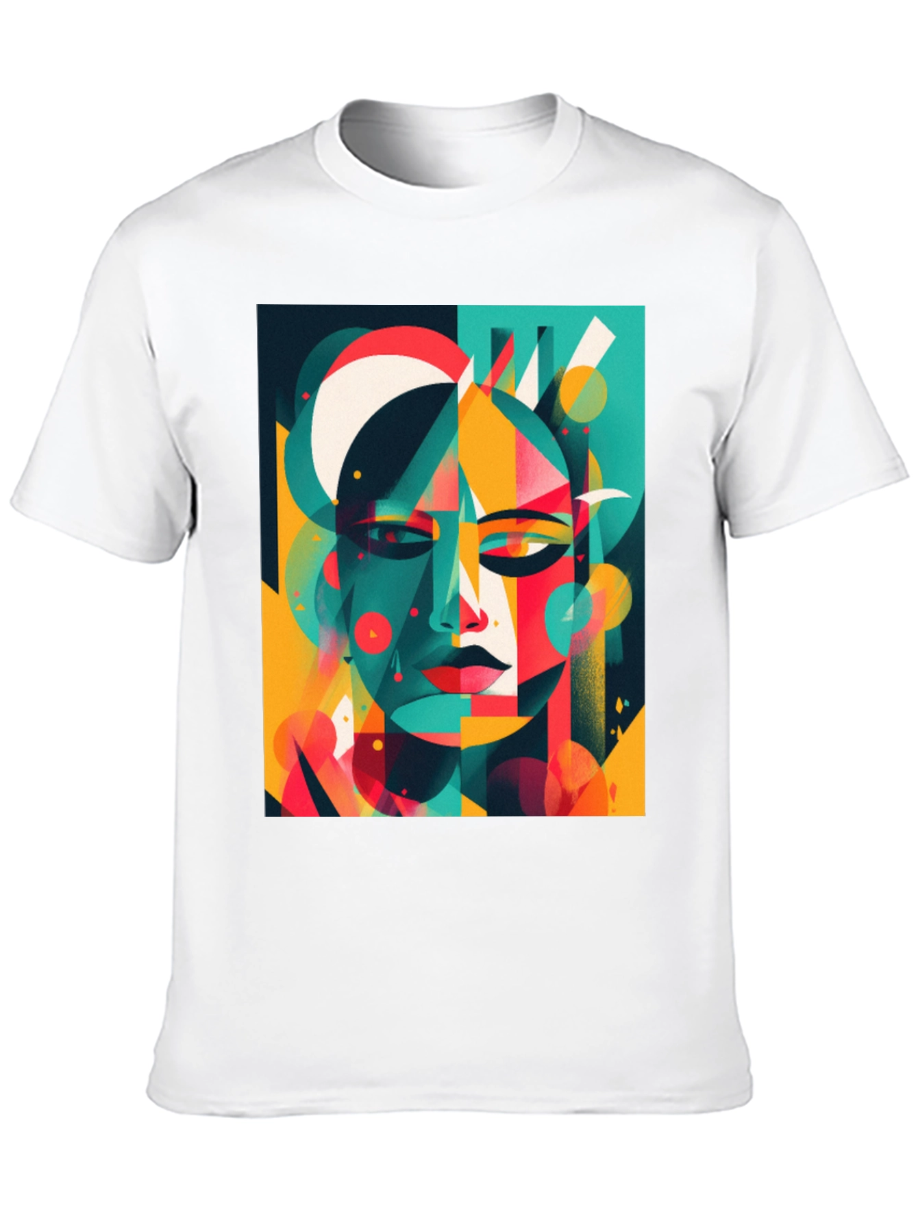 Abstract Geometric Face Graphic Black T-Shirt