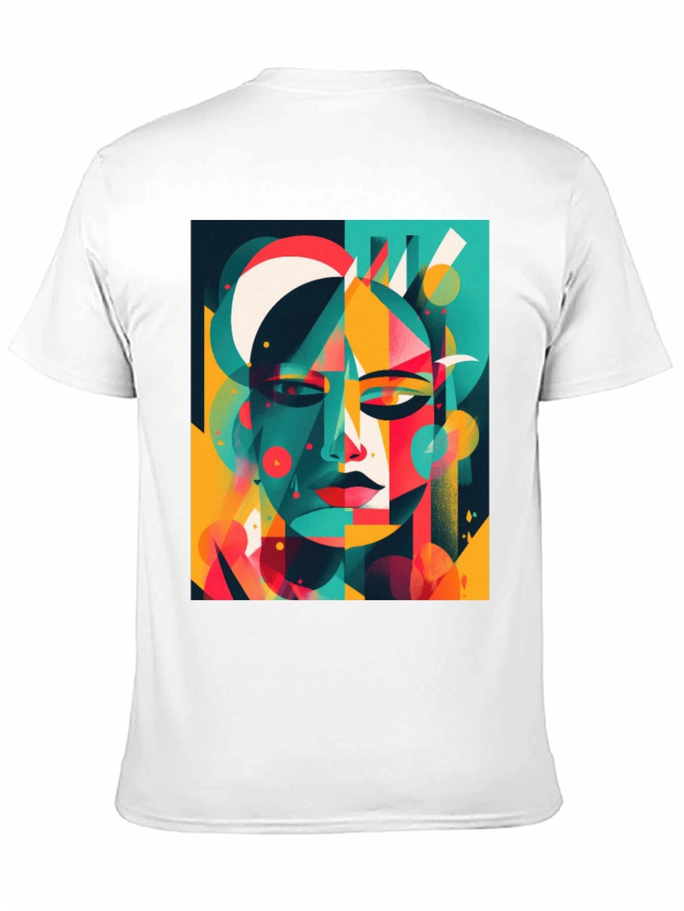 Abstract Geometric Face Graphic Black T-Shirt
