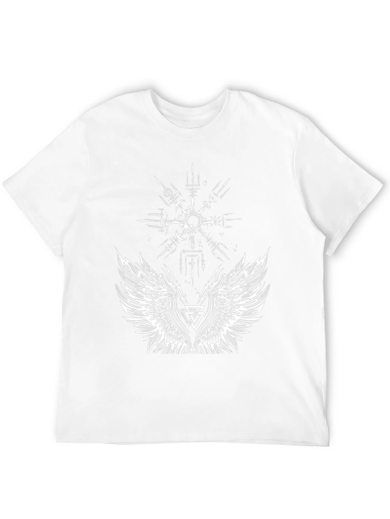 Black T-Shirt with Viking Wings Graphic