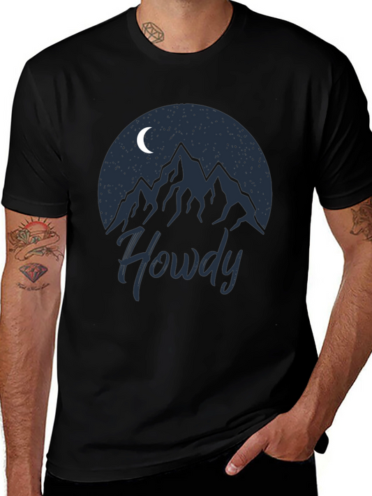 Howdy Mountain Graphic Tee - Black Cotton T-Shirt