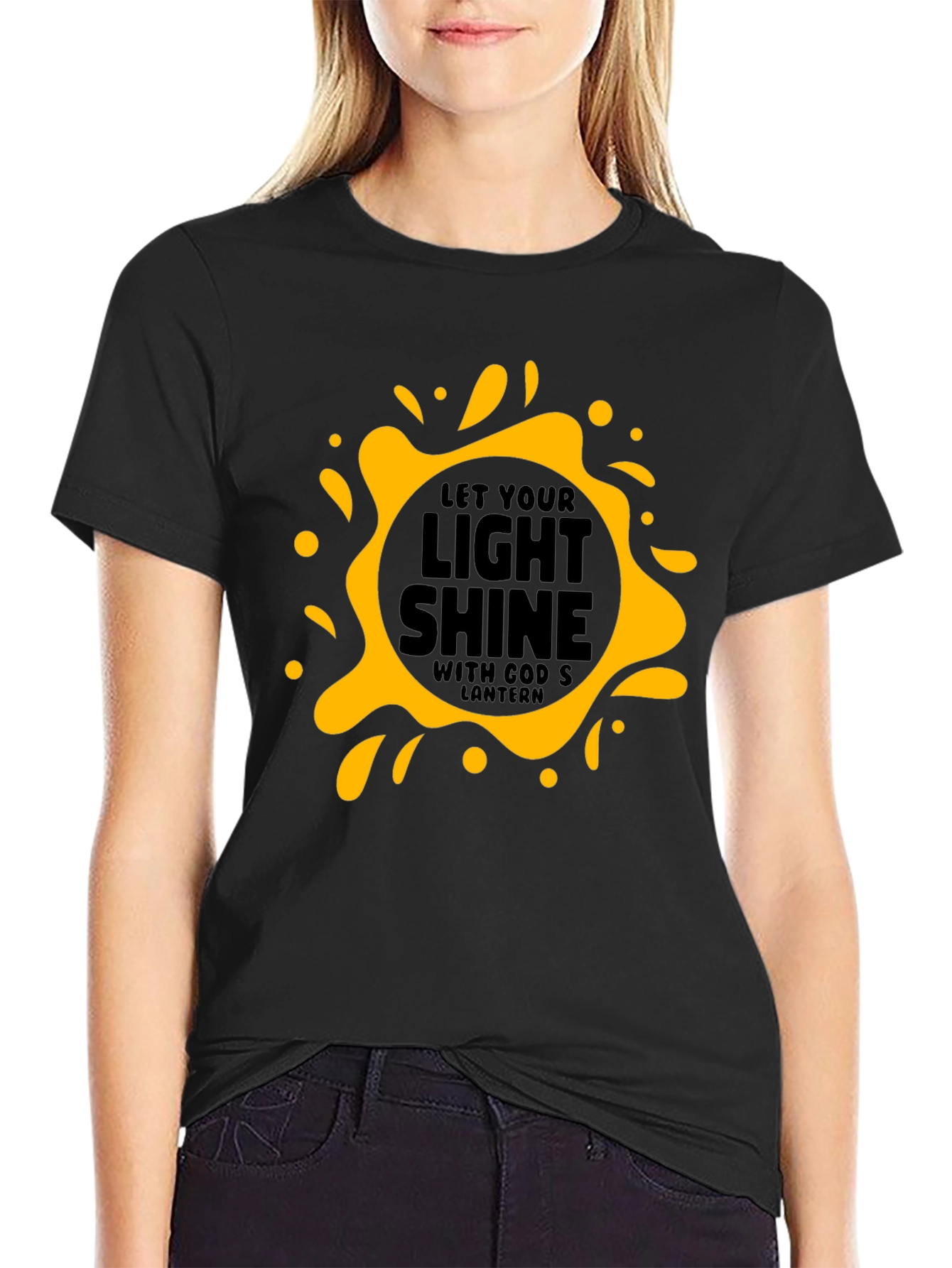 Let Your Light Shine Black Graphic Tee