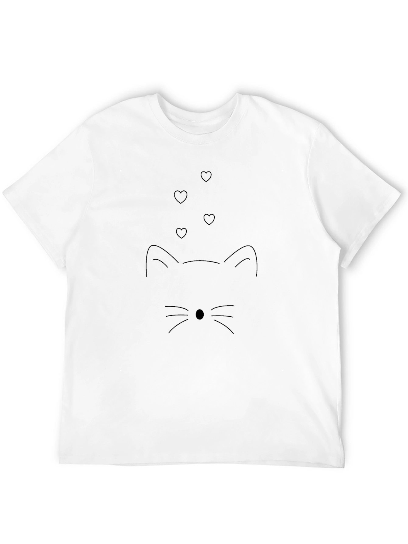 Minimalist Cat Lover T-Shirt - Heart Accents