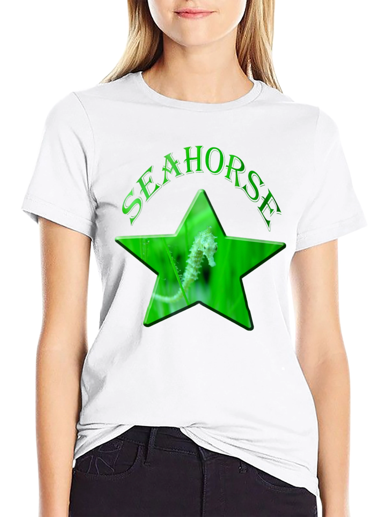 Seahorse Star Graphic Black T-Shirt
