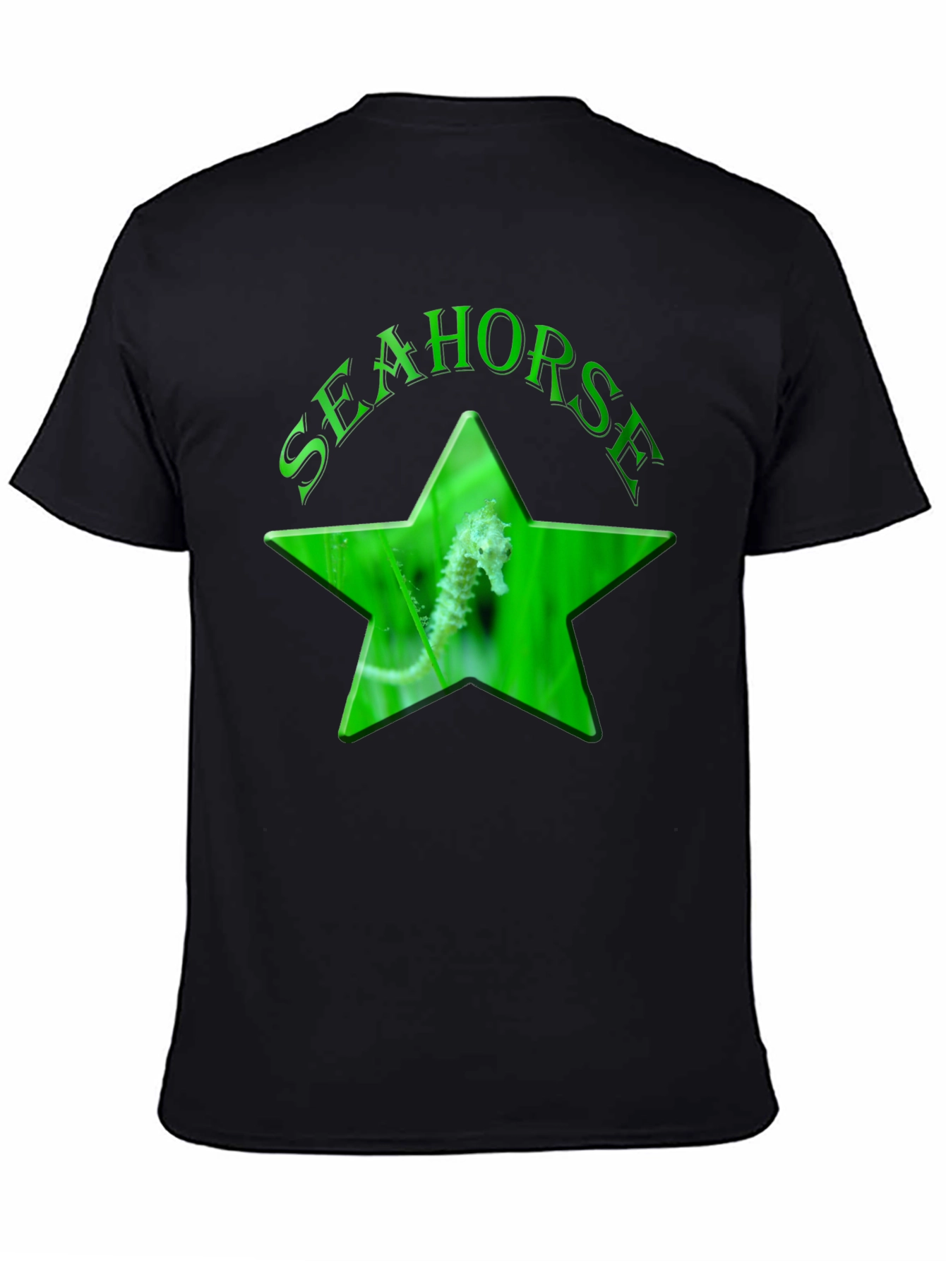 Seahorse Star Graphic Black T-Shirt