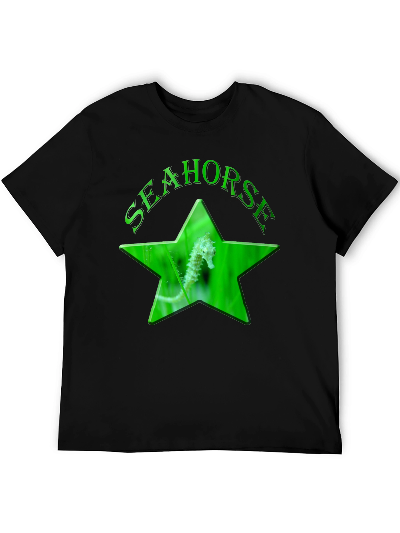 Seahorse Star Graphic Black T-Shirt