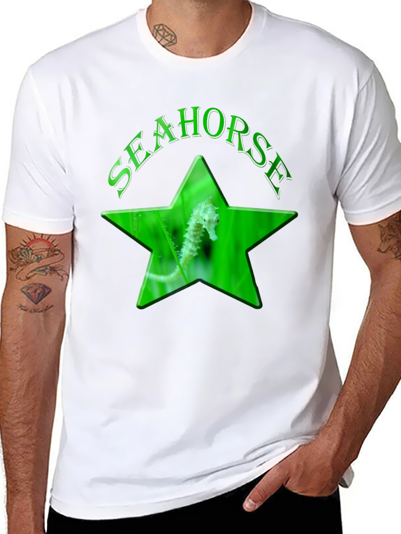 Seahorse Star Graphic Black T-Shirt