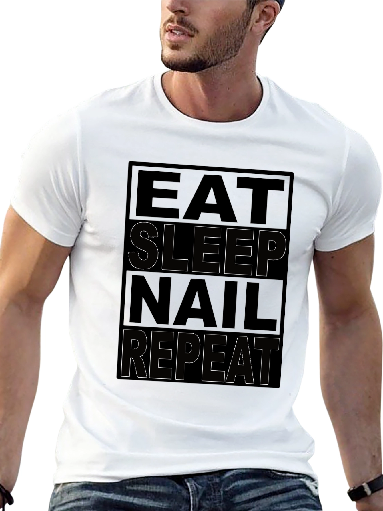 Eat Sleep Nail Repeat Black T-Shirt