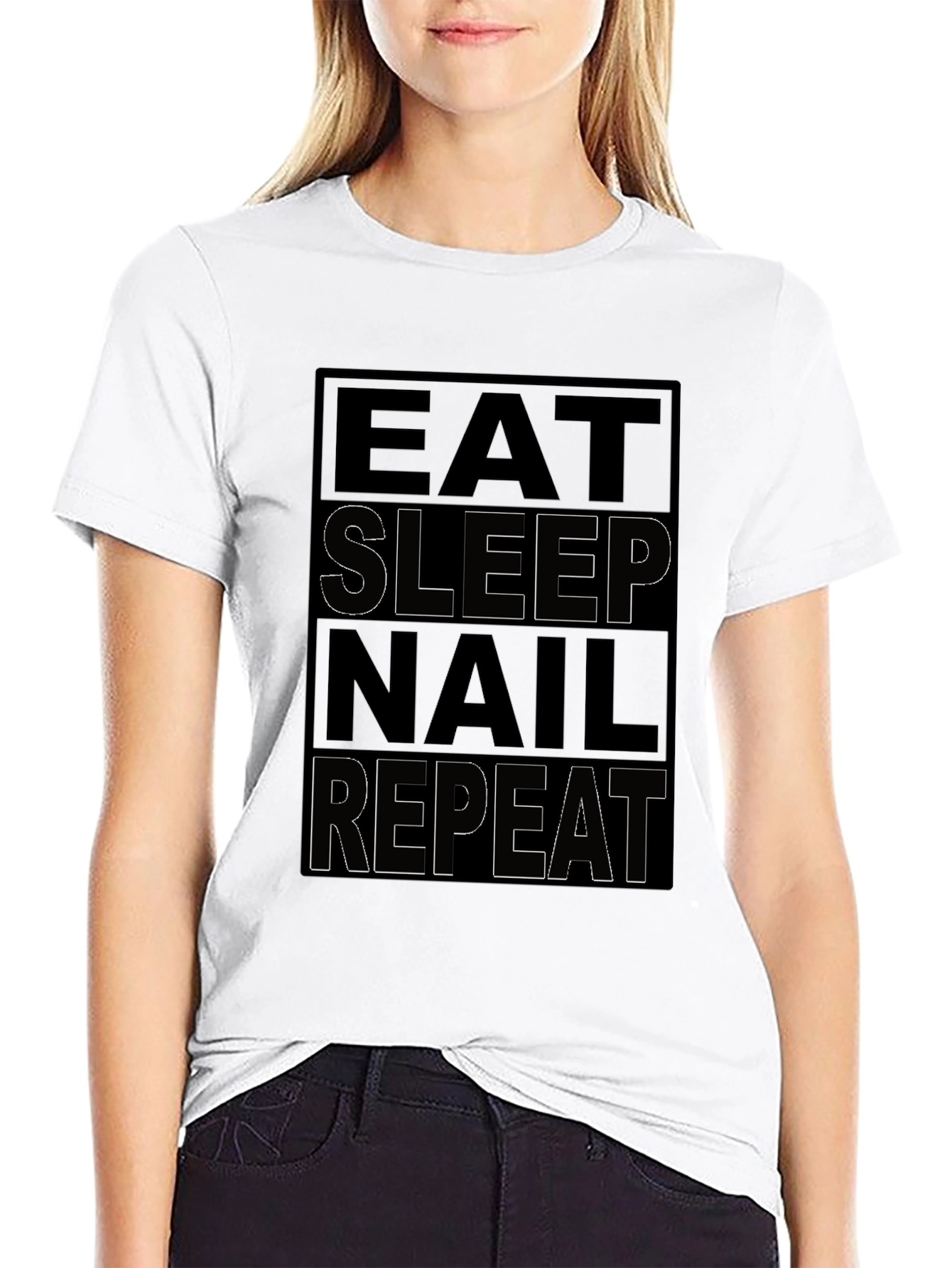 Eat Sleep Nail Repeat Black T-Shirt