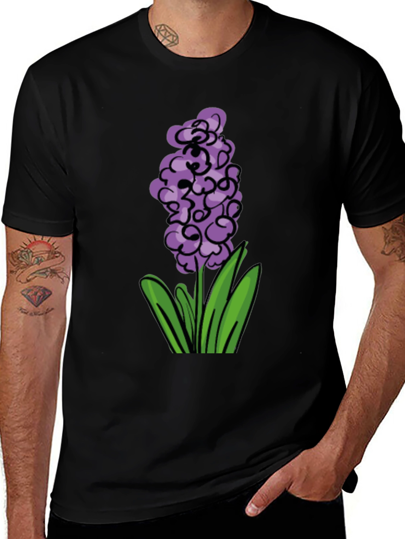 Floral Graphic Tee - Purple Hyacinth Design