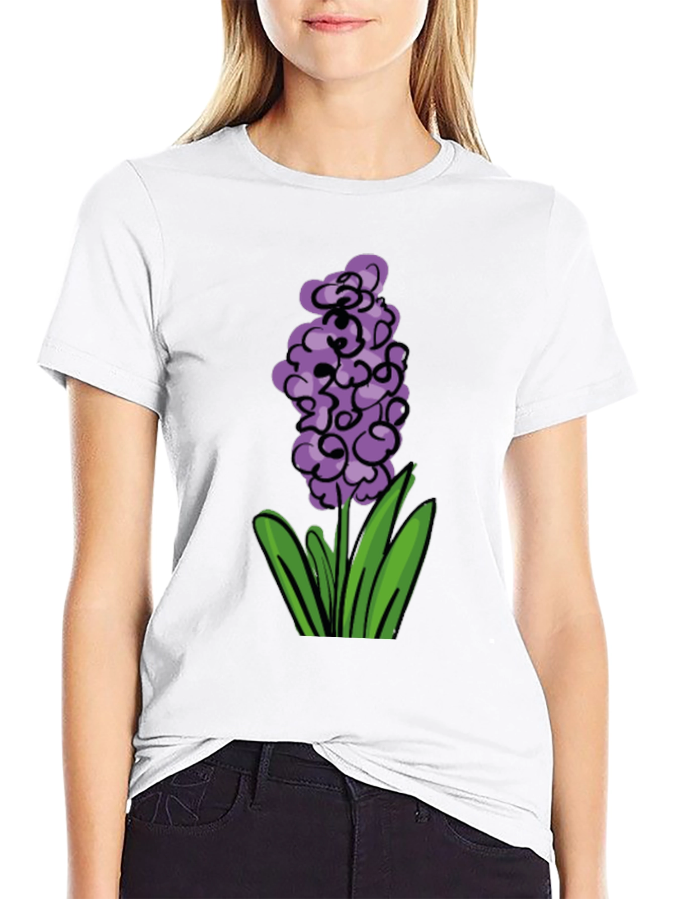 Floral Graphic Tee - Purple Hyacinth Design
