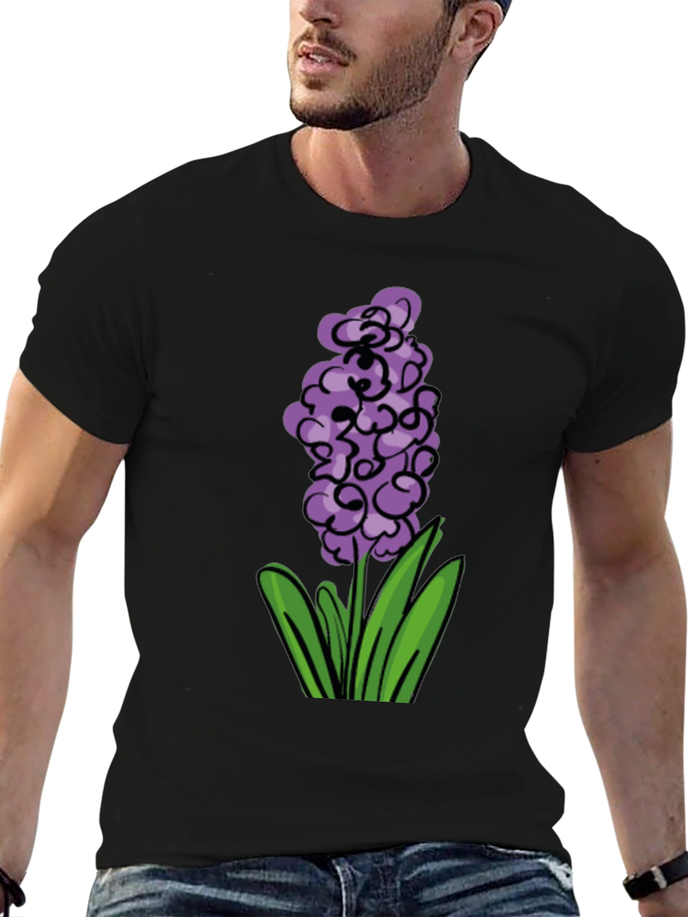 Floral Graphic Tee - Purple Hyacinth Design