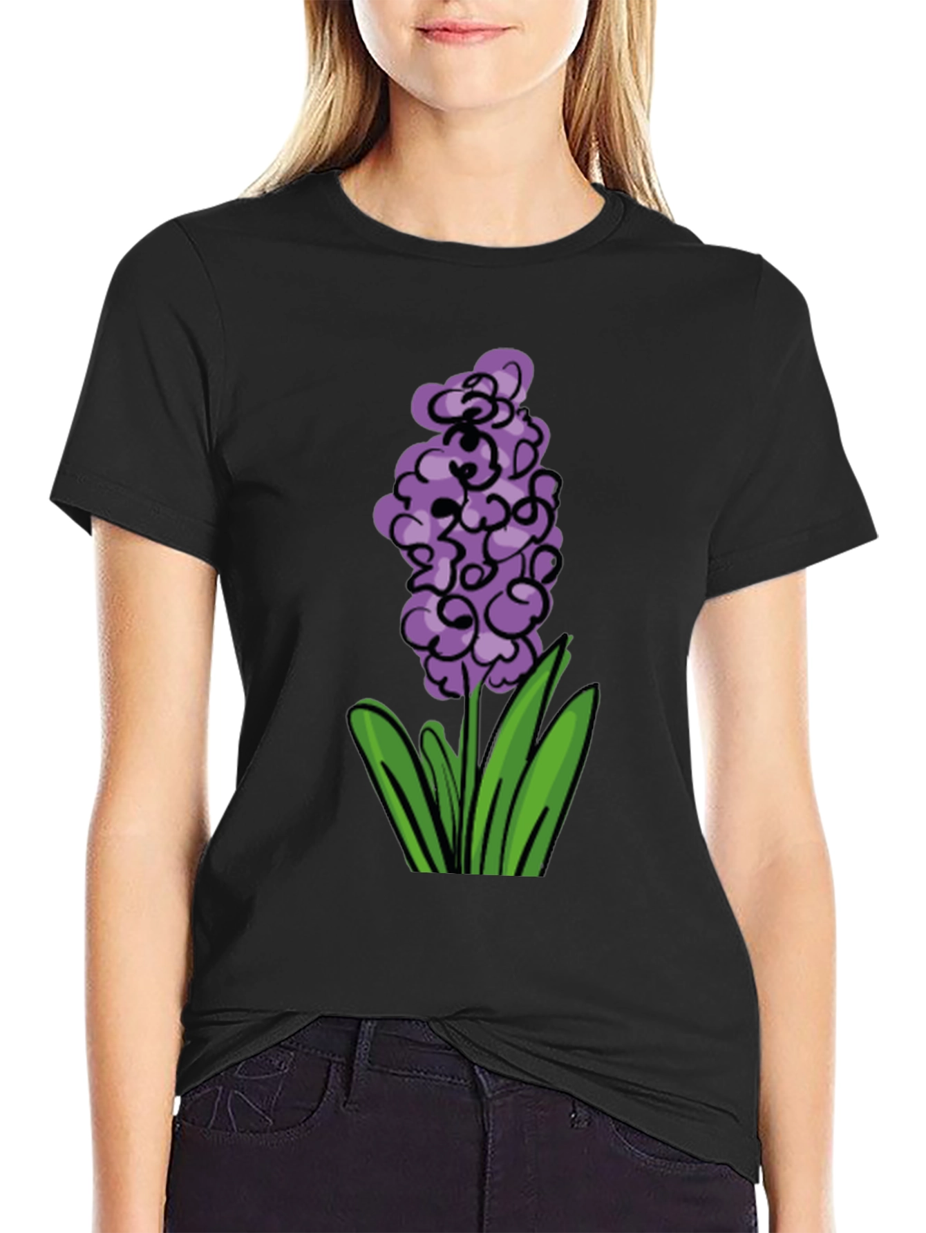 Floral Graphic Tee - Purple Hyacinth Design