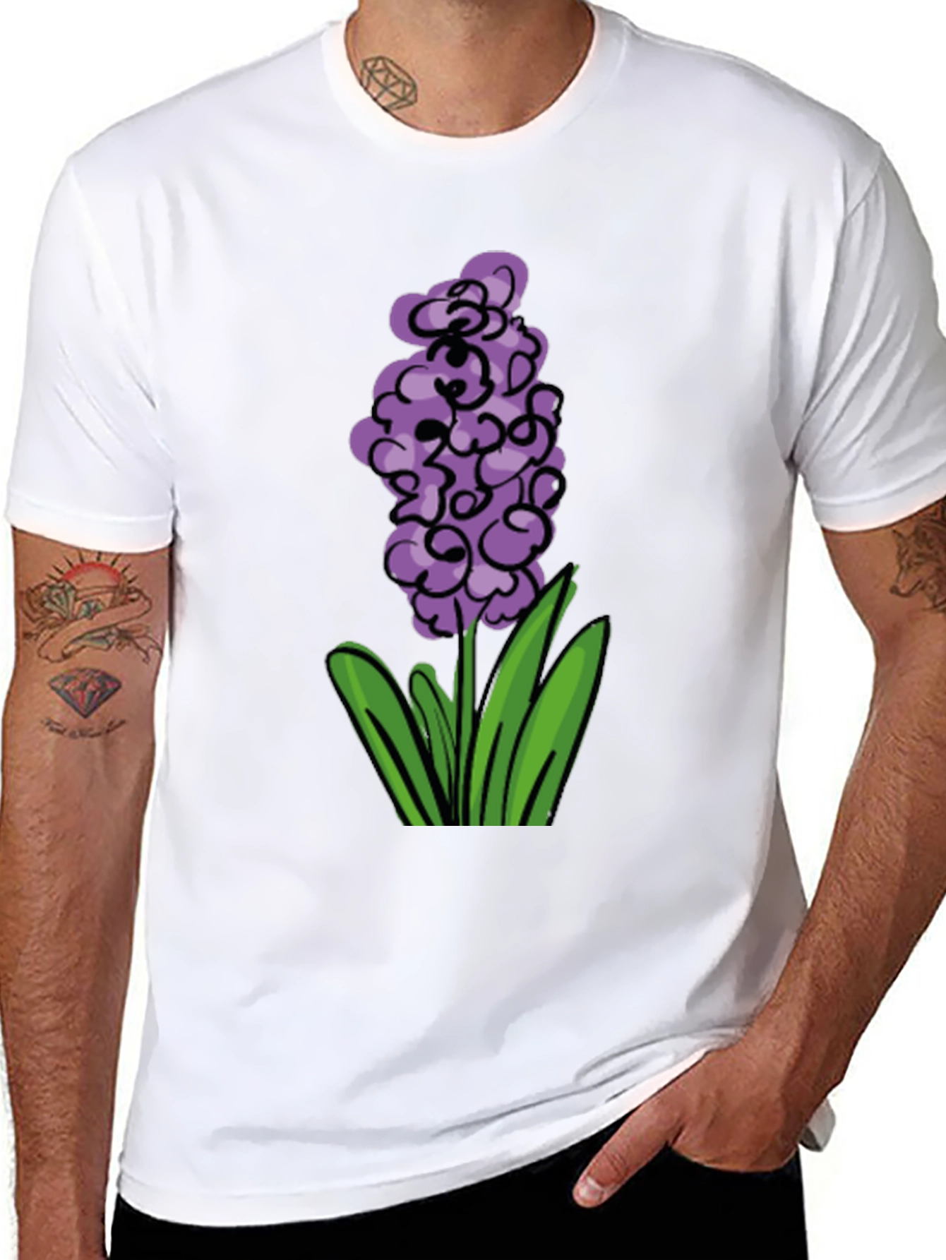 Floral Graphic Tee - Purple Hyacinth Design