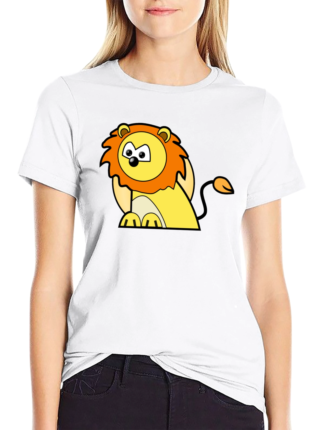 Cute Lion Graphic Tee - Black Cotton Comfort