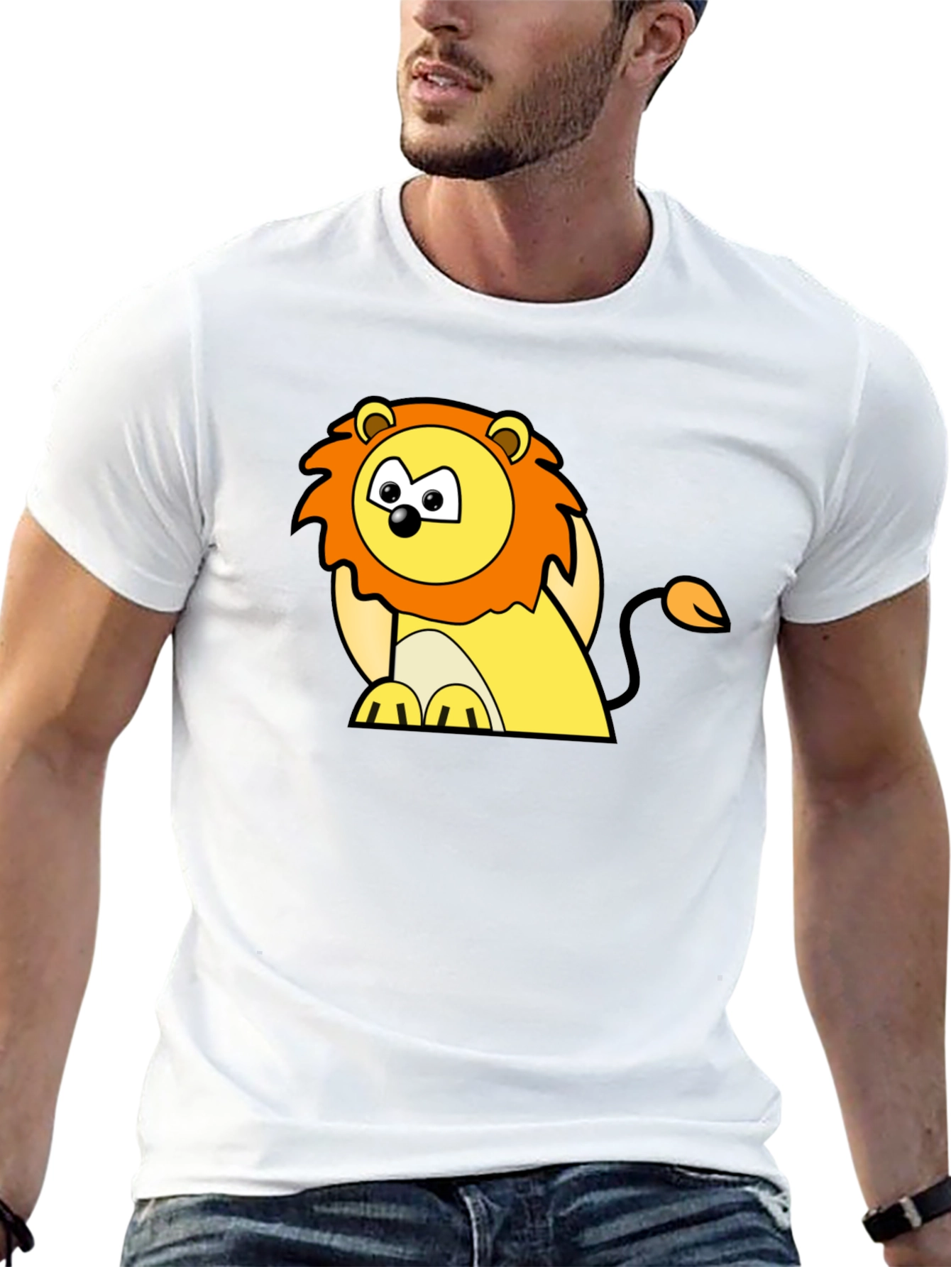 Cute Lion Graphic Tee - Black Cotton Comfort