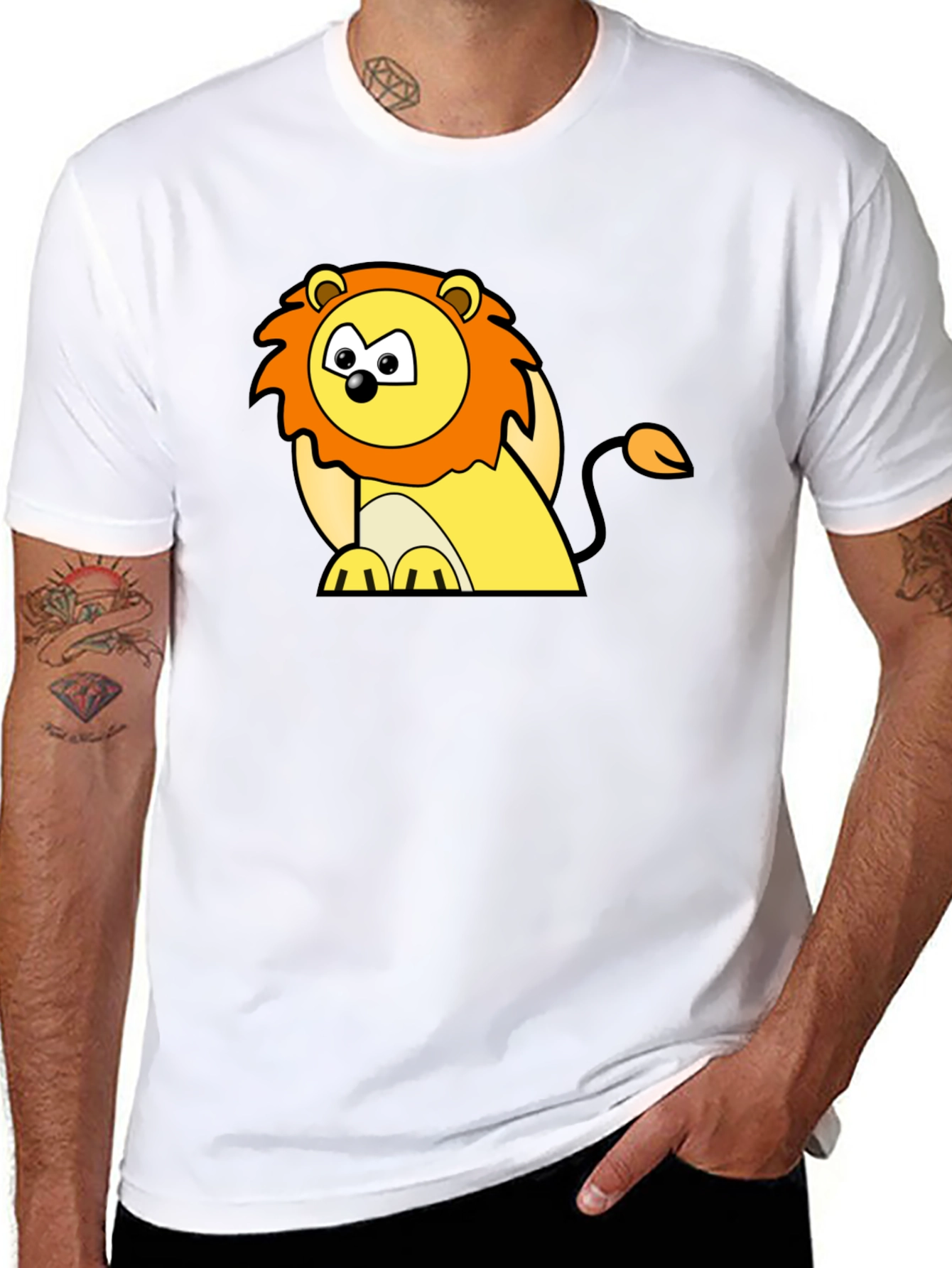 Cute Lion Graphic Tee - Black Cotton Comfort