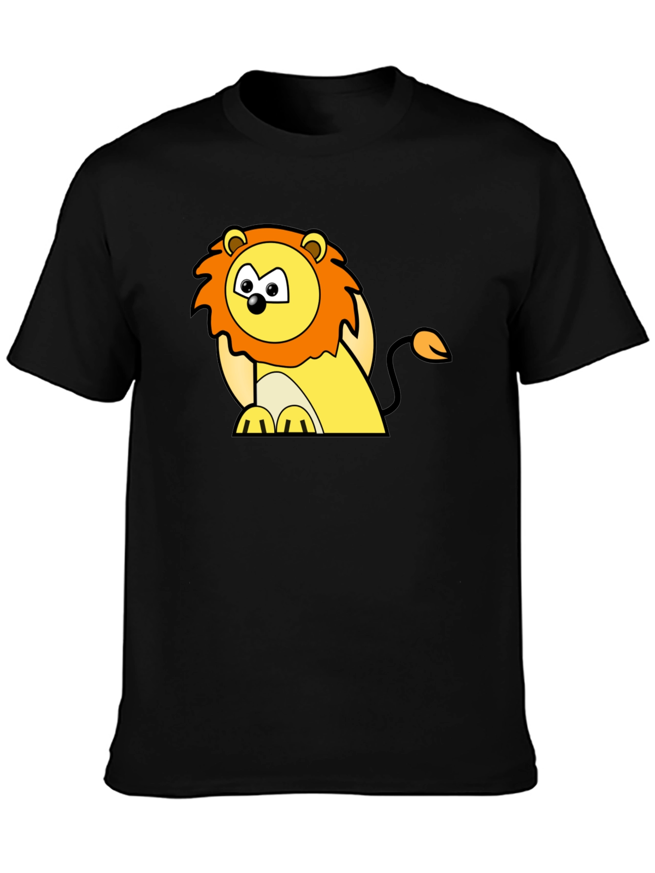 Cute Lion Graphic Tee - Black Cotton Comfort