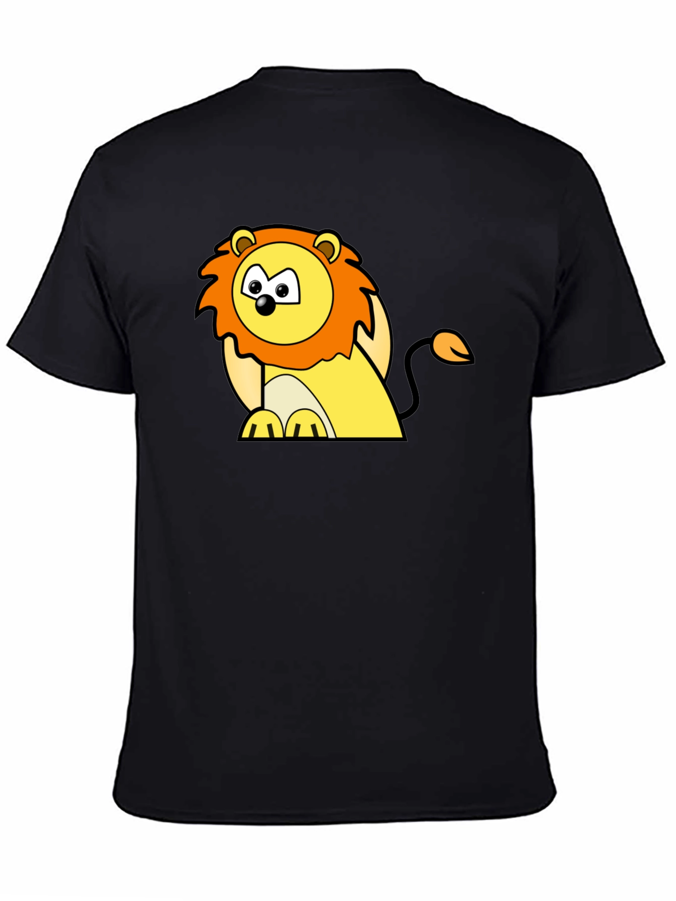 Cute Lion Graphic Tee - Black Cotton Comfort