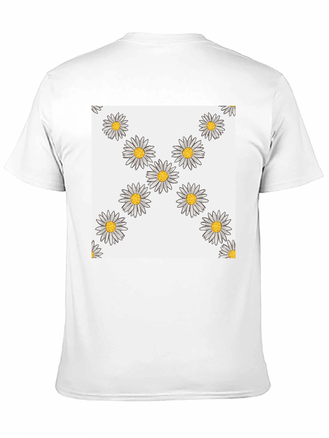 Daisy Pattern T-Shirt - Casual Black Tee