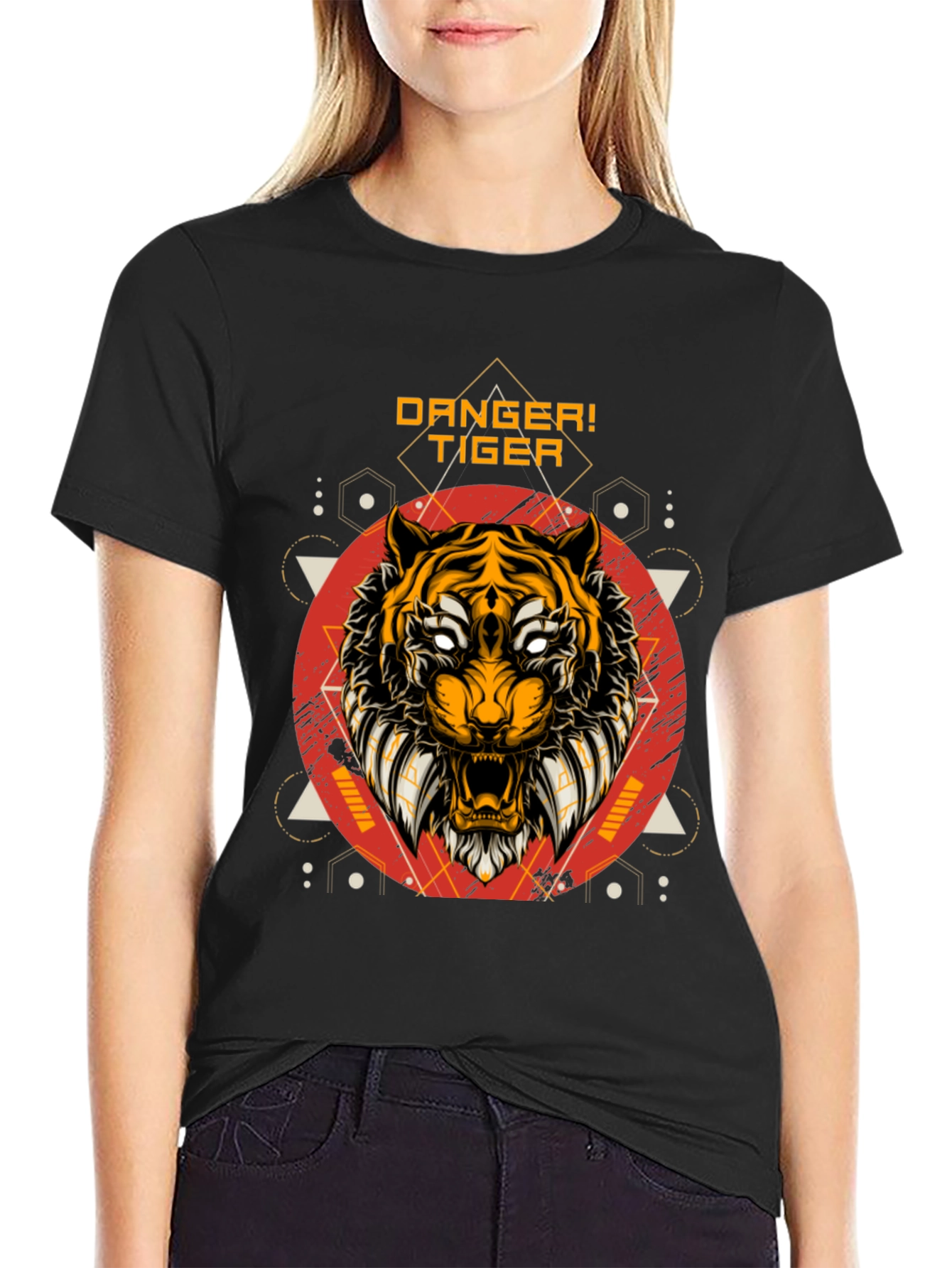 Danger Tiger Graphic Tee - Black Cotton T-Shirt