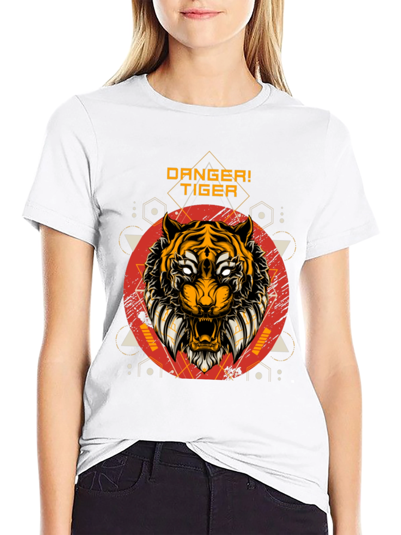 Danger Tiger Graphic Tee - Black Cotton T-Shirt