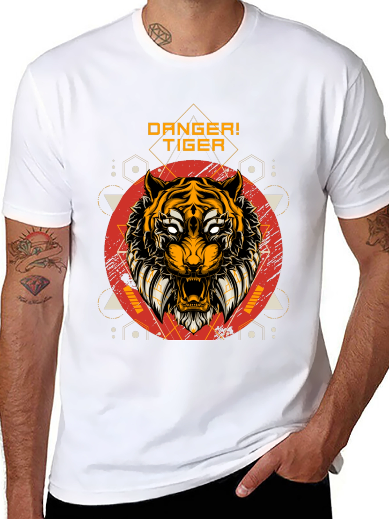 Danger Tiger Graphic Tee - Black Cotton T-Shirt
