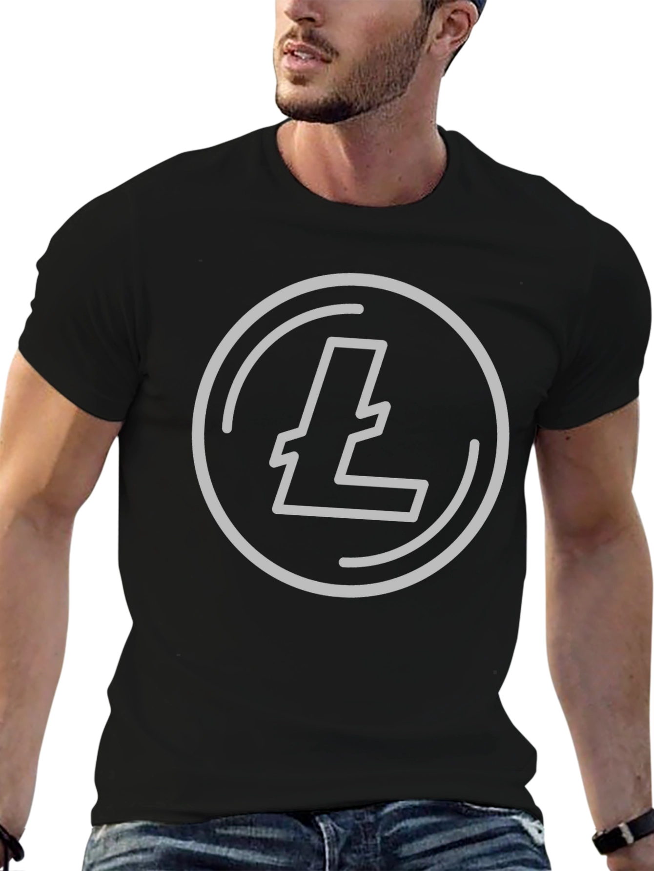 Litecoin Crypto Tee - Black Graphic T-Shirt