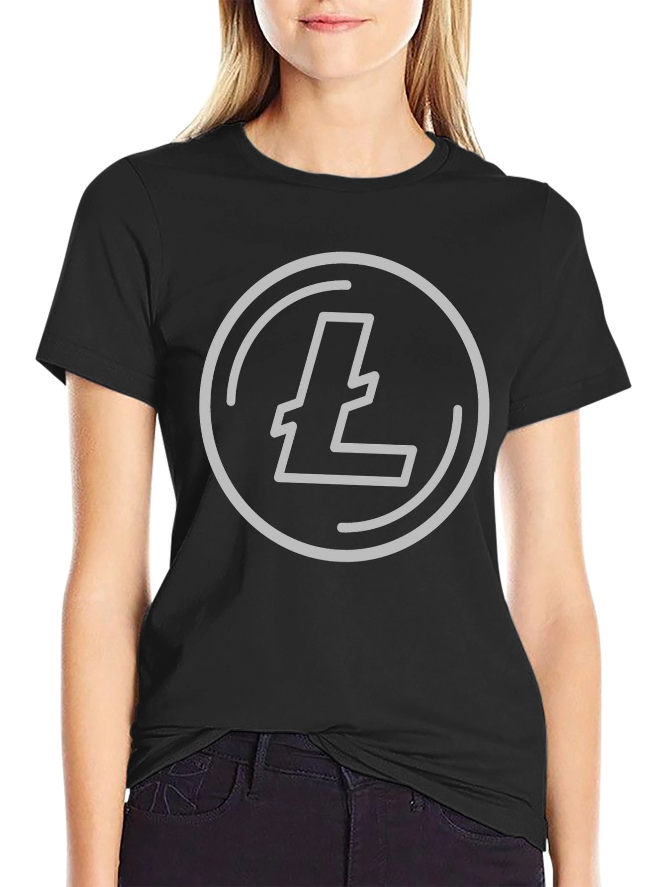 Litecoin Crypto Tee - Black Graphic T-Shirt