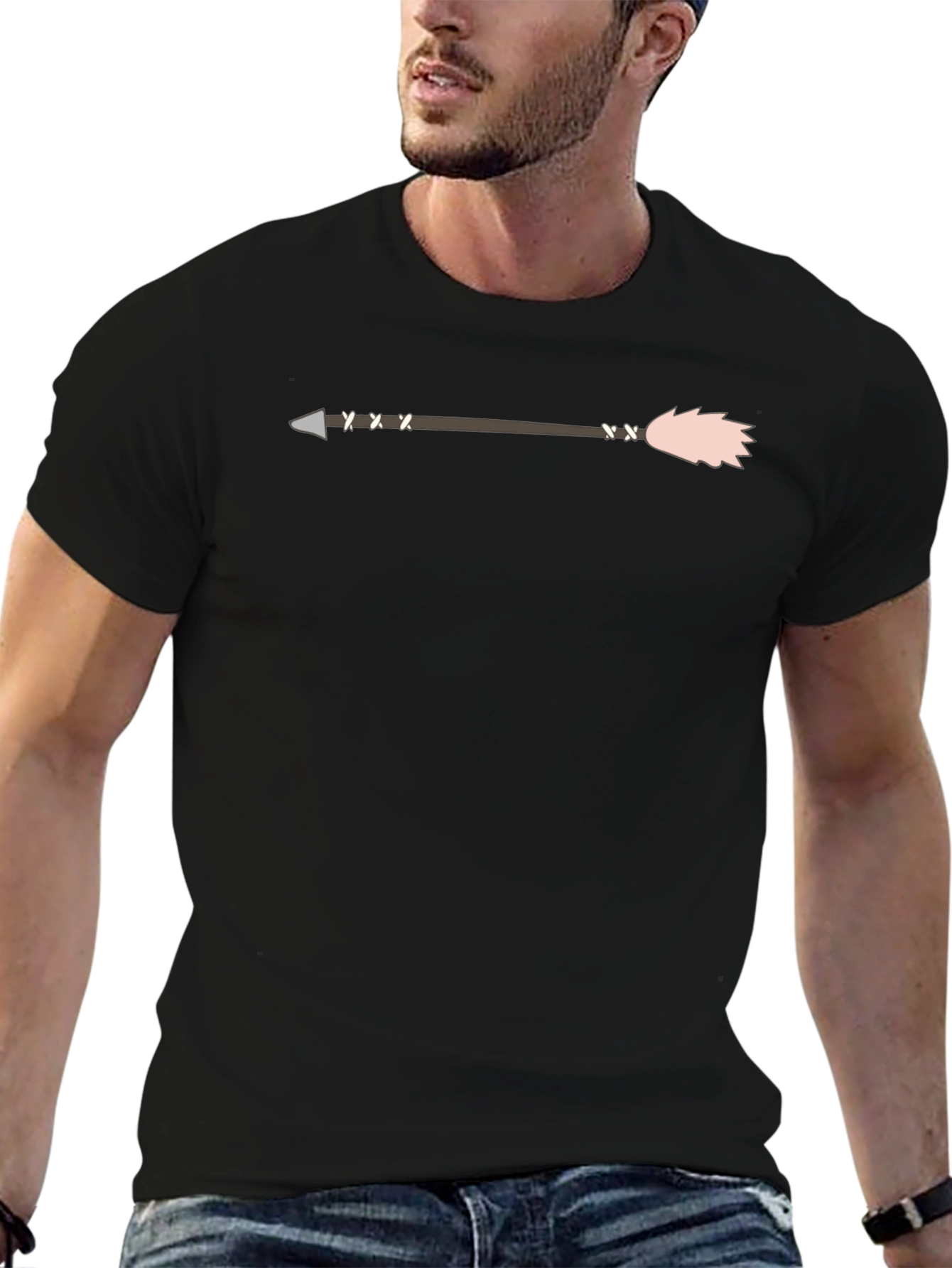 Arrow Graphic Tee - Mens Black Cotton T-Shirt