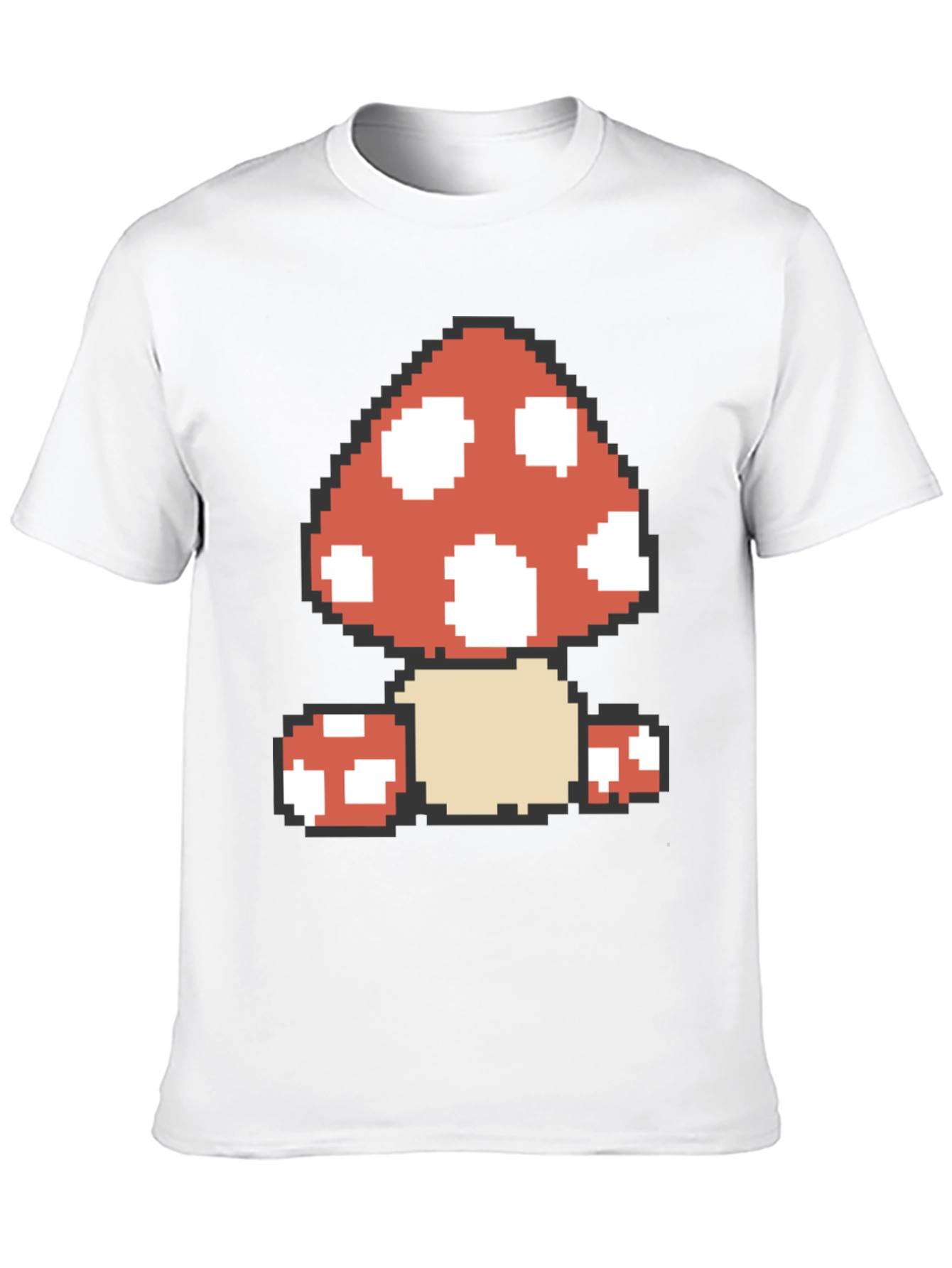 Pixelated Mushroom Graphic Tee - Retro Gaming Style
