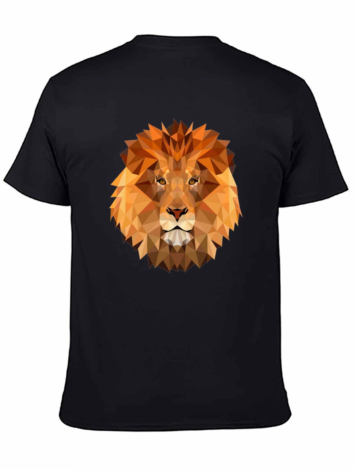 Geometric Lion Graphic Print Tee - Black