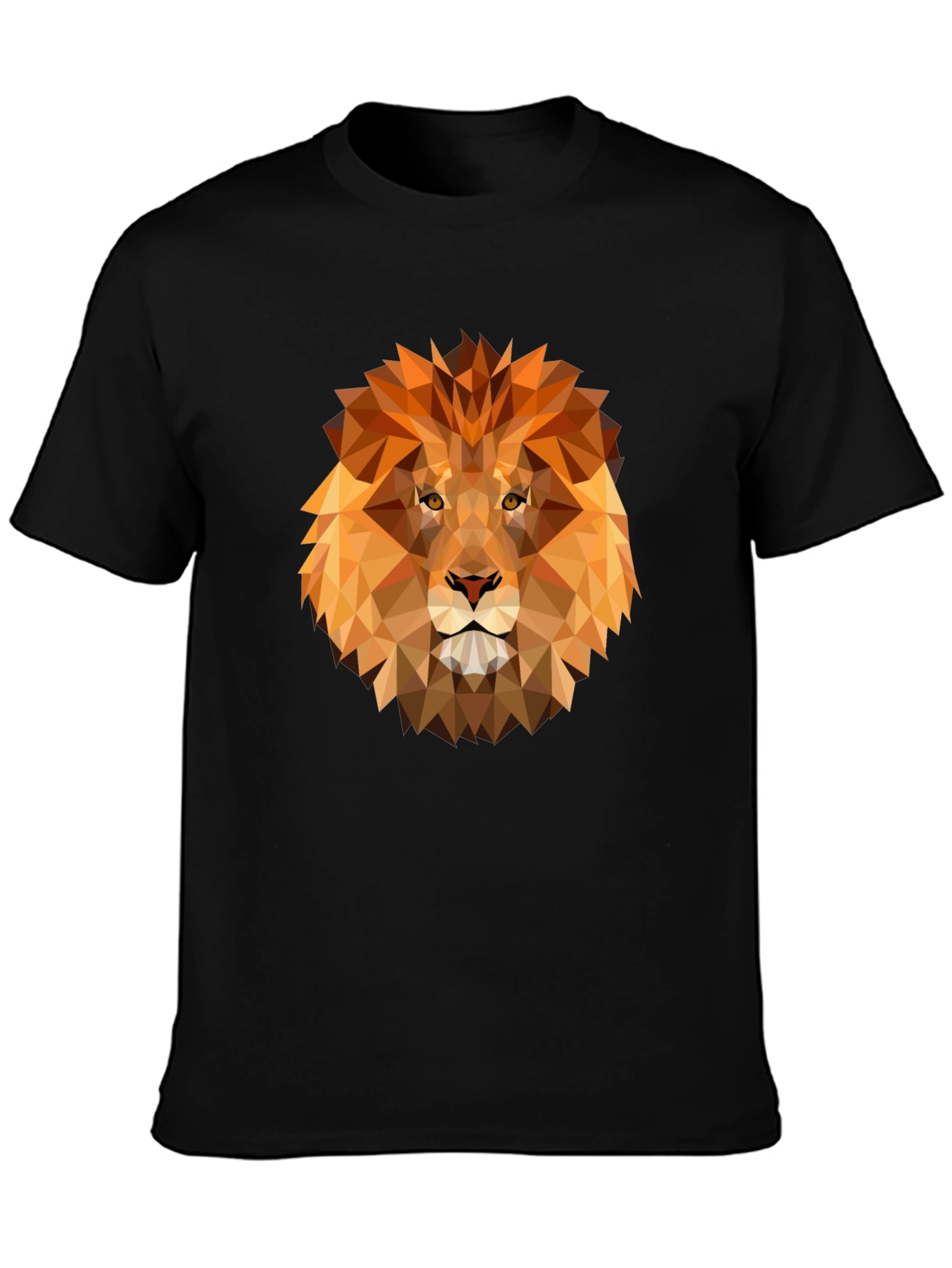 Geometric Lion Graphic Print Tee - Black