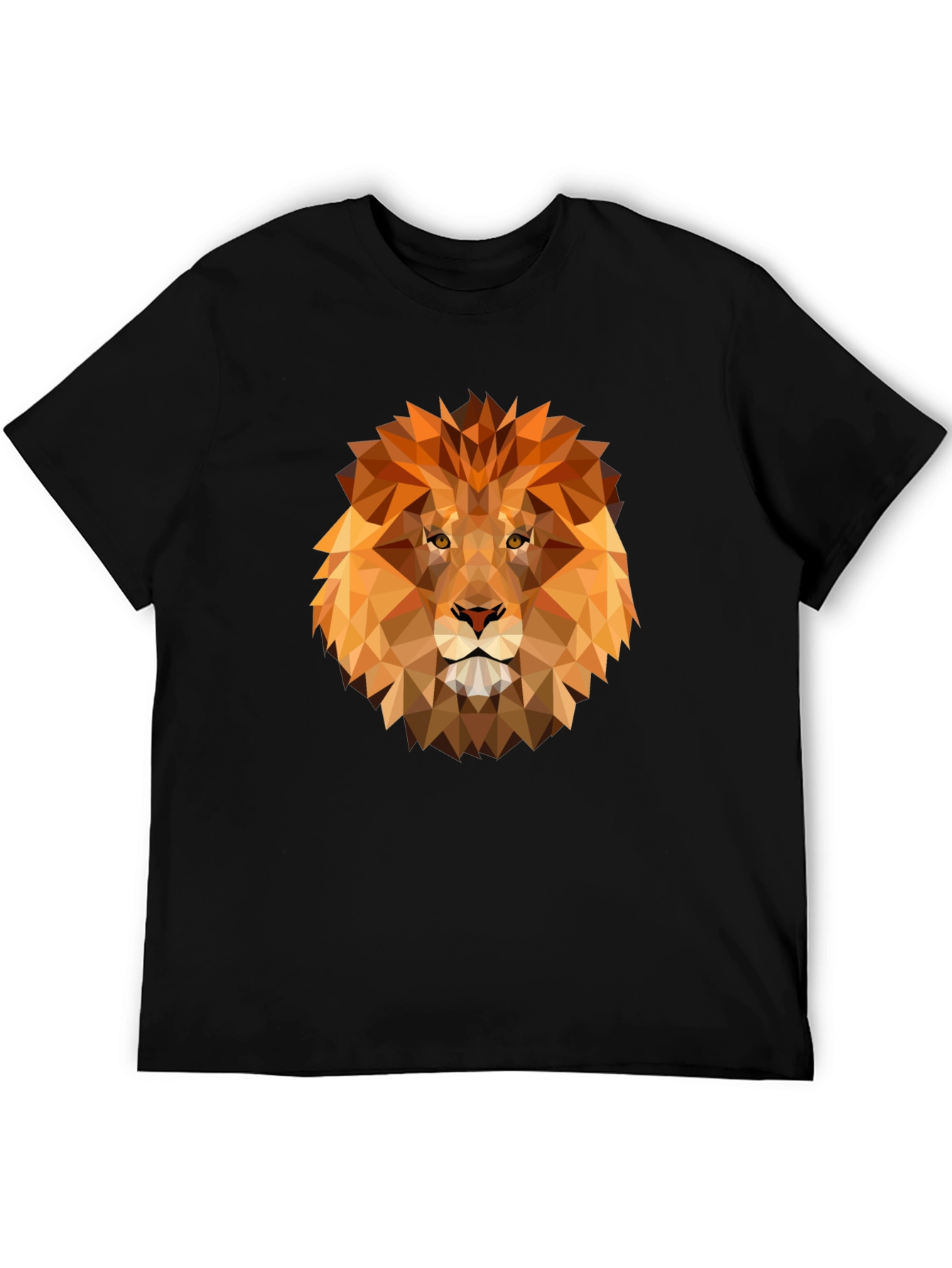 Geometric Lion Graphic Print Tee - Black