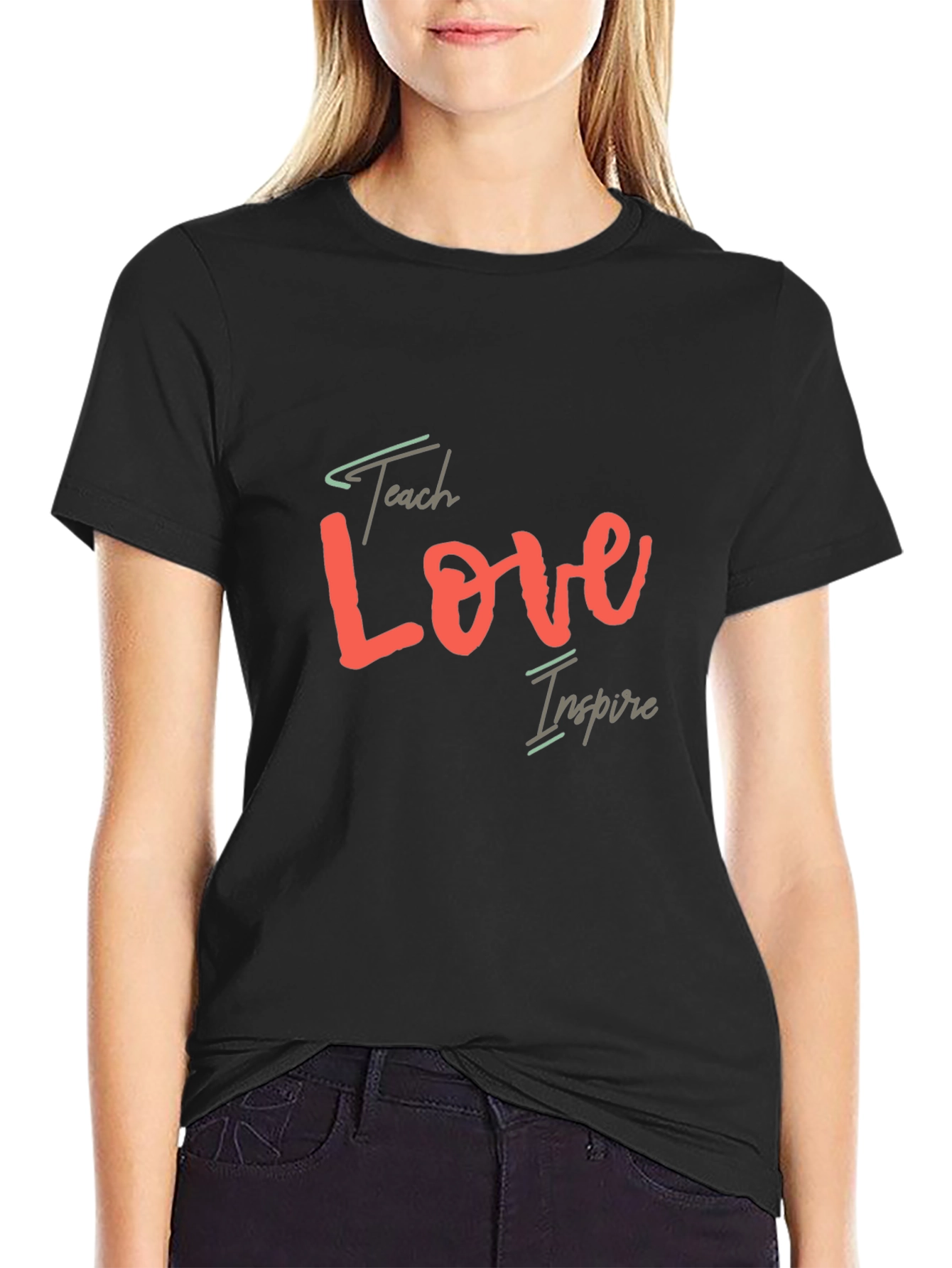 Teach Love Inspire T-Shirt - Black Casual Tee