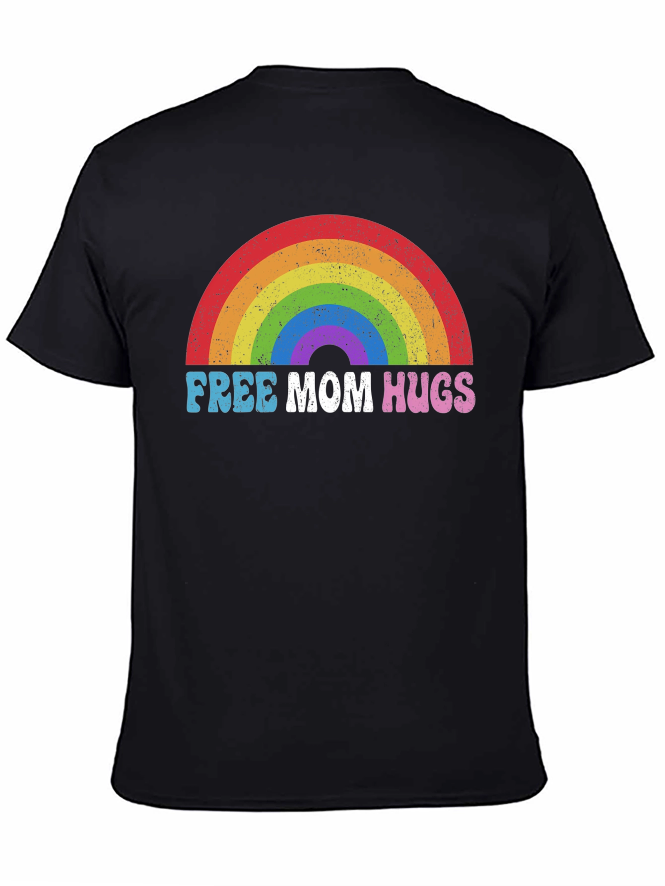 Free Mom Hugs Rainbow Graphic Tee - Black