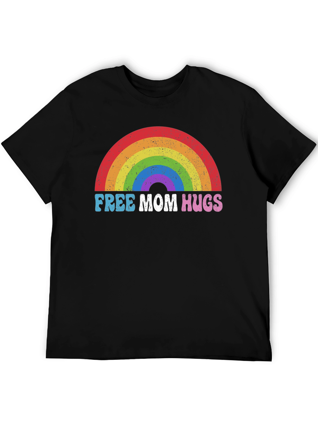 Free Mom Hugs Rainbow Graphic Tee - Black