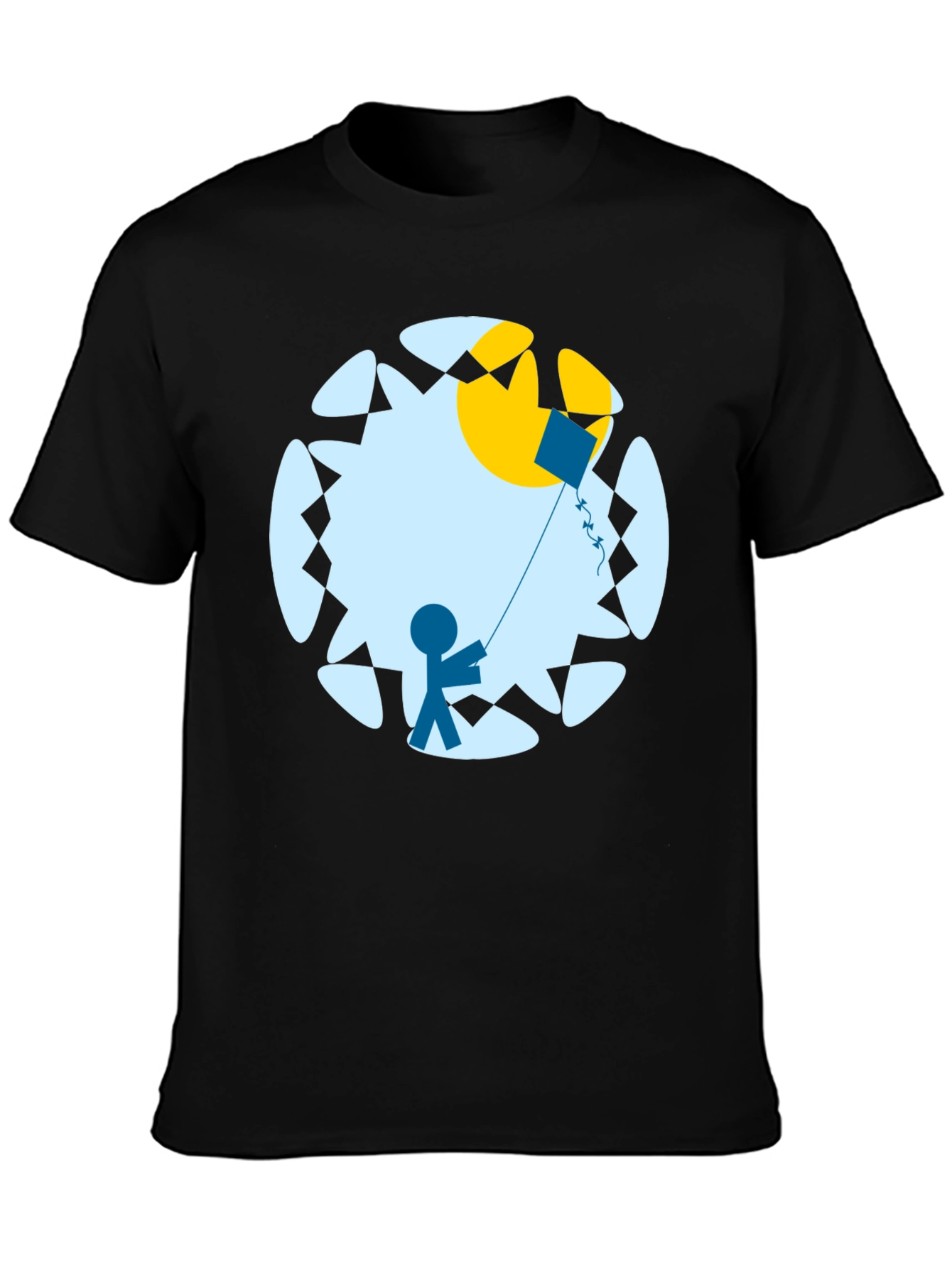 Kite Day Graphic Tee - Black Cotton T-Shirt