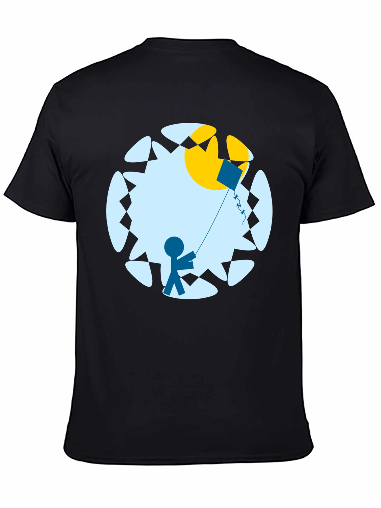 Kite Day Graphic Tee - Black Cotton T-Shirt