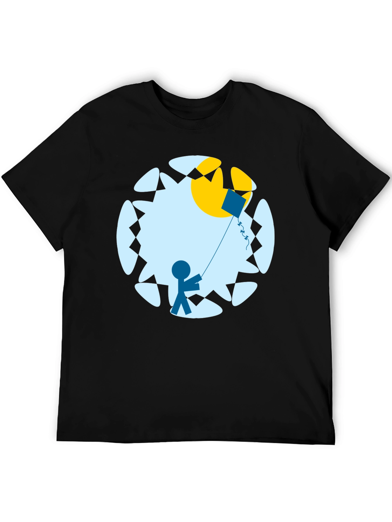 Kite Day Graphic Tee - Black Cotton T-Shirt